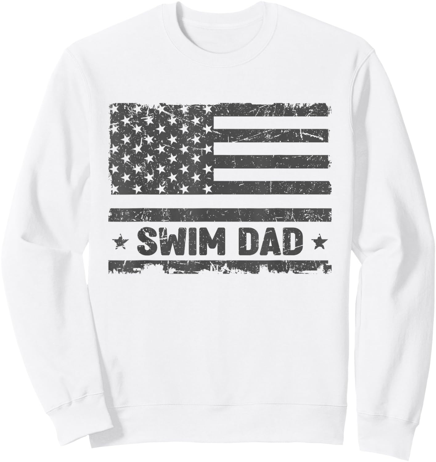 Vintage Swim Dad America US Flag Patriot Funny Gift Sweatshirt - Sweatshirt | White