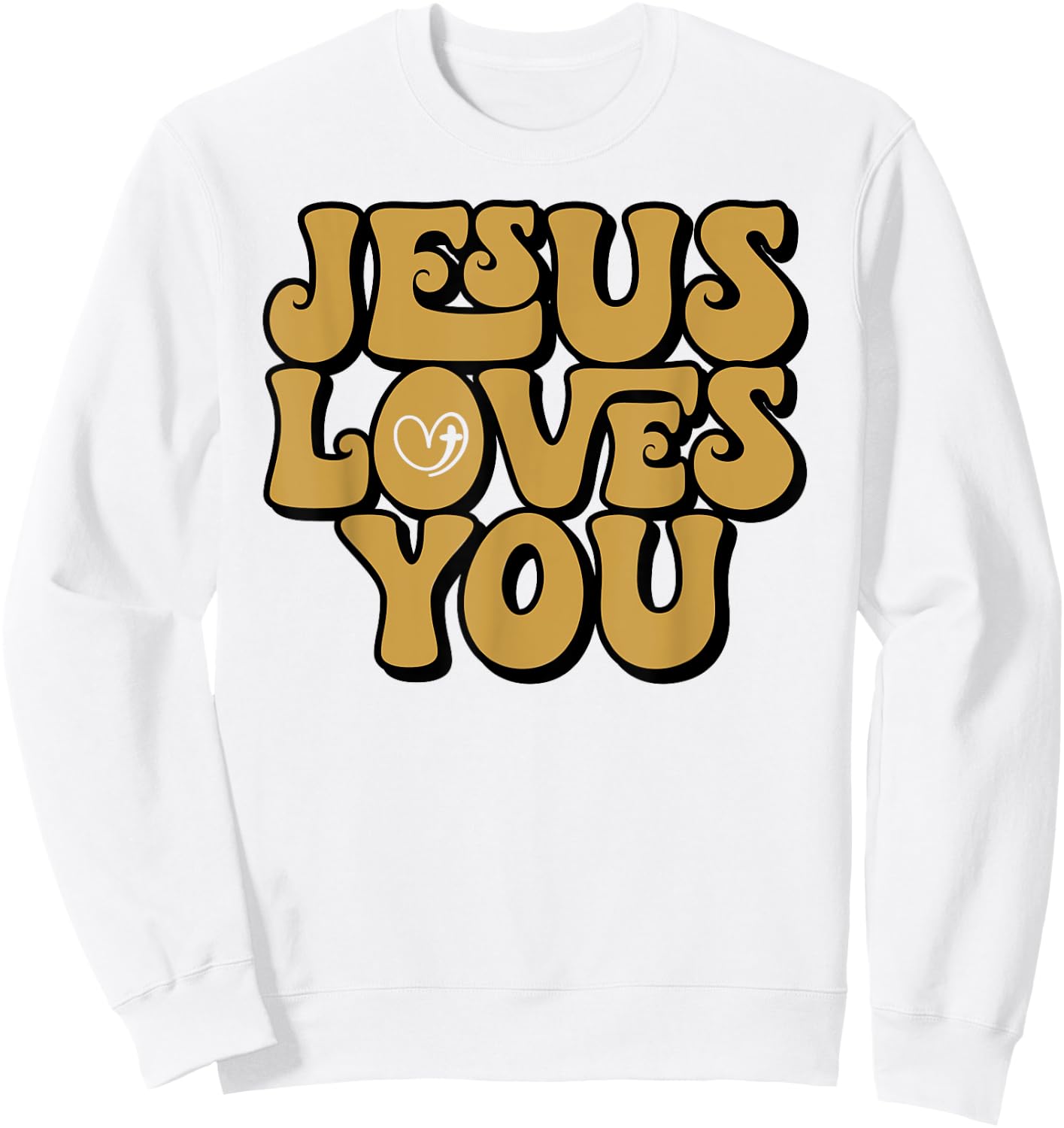 Jesus Loves You Retro Vintage Style Graphic Men Sweatshirt - Sweatshirt | White