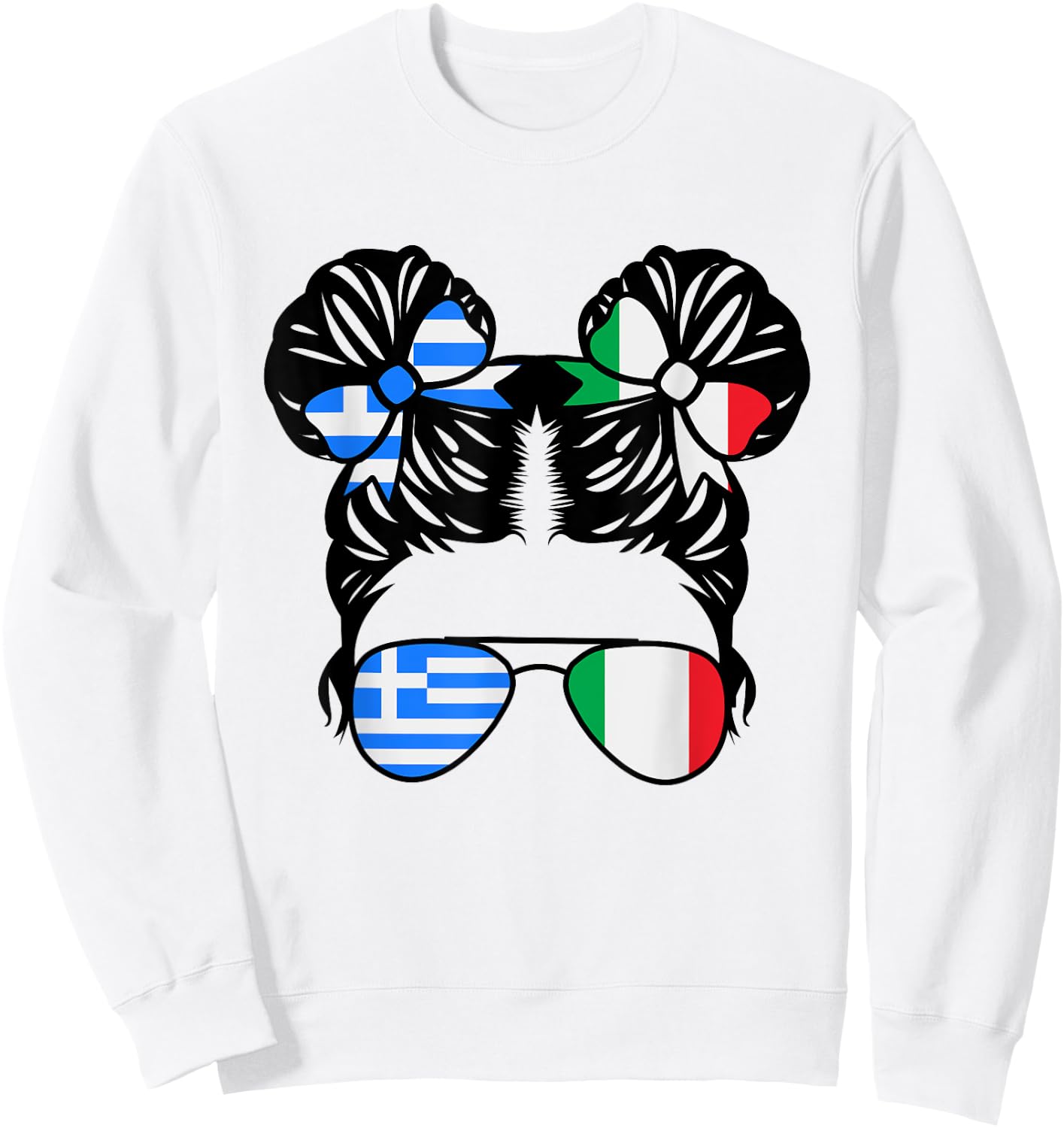 Half Greek Half Italian Girl Greece Kids Heritage Sweatshirt - Sweatshirt | White