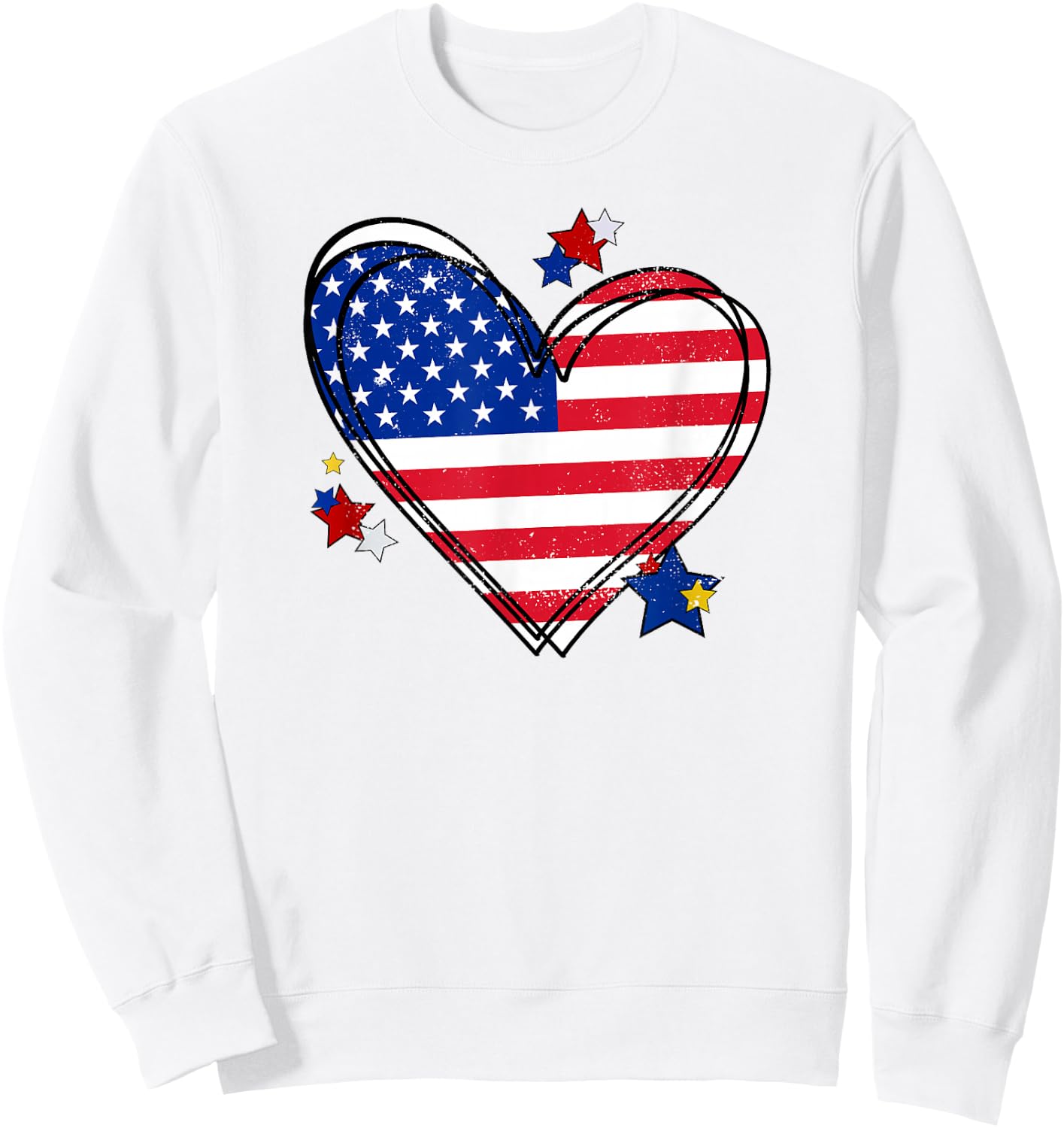USA Heart Flag Sweatshirt - Sweatshirt | White