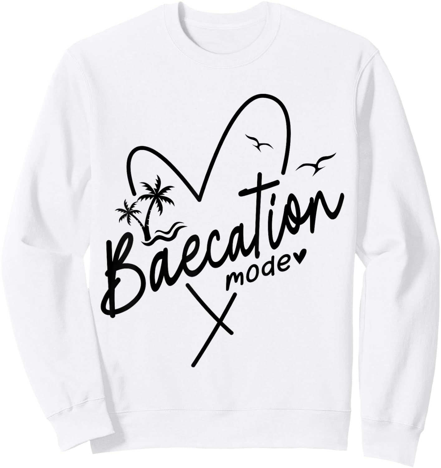 Baecation Mode His and Her Couples Matching Vacation Beach Sweatshirt - Sweatshirt | White