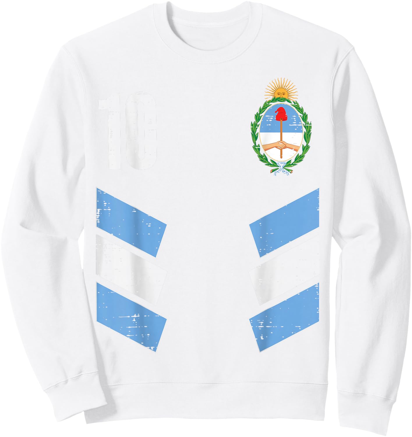 Argentina Number 10 Soccer Fan Men Women Kids Boys Girls Sweatshirt - Sweatshirt | White