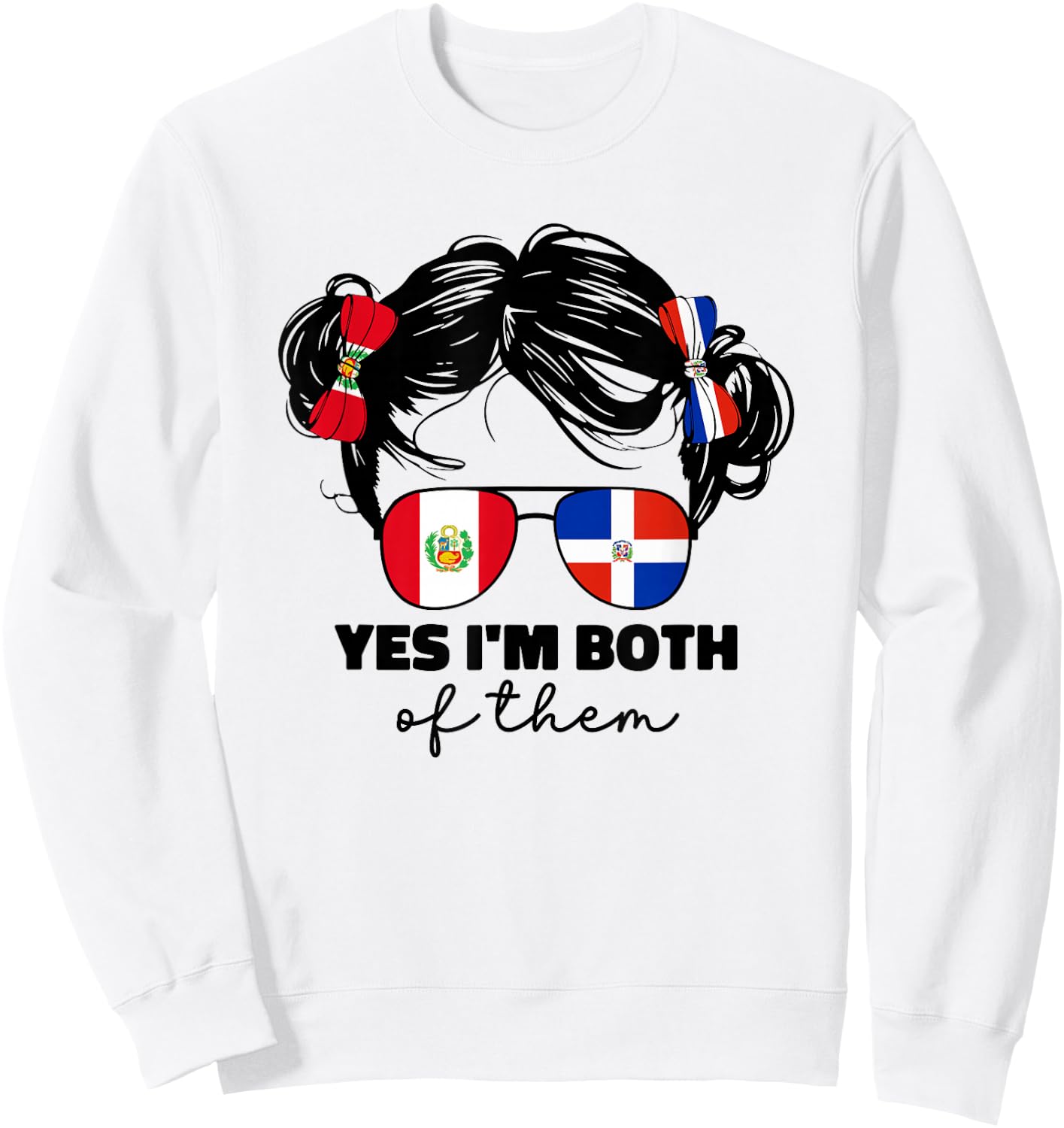 Half Dominican And Half Peruvian Peru Flag Kids Girl Mix Sweatshirt - Sweatshirt | White