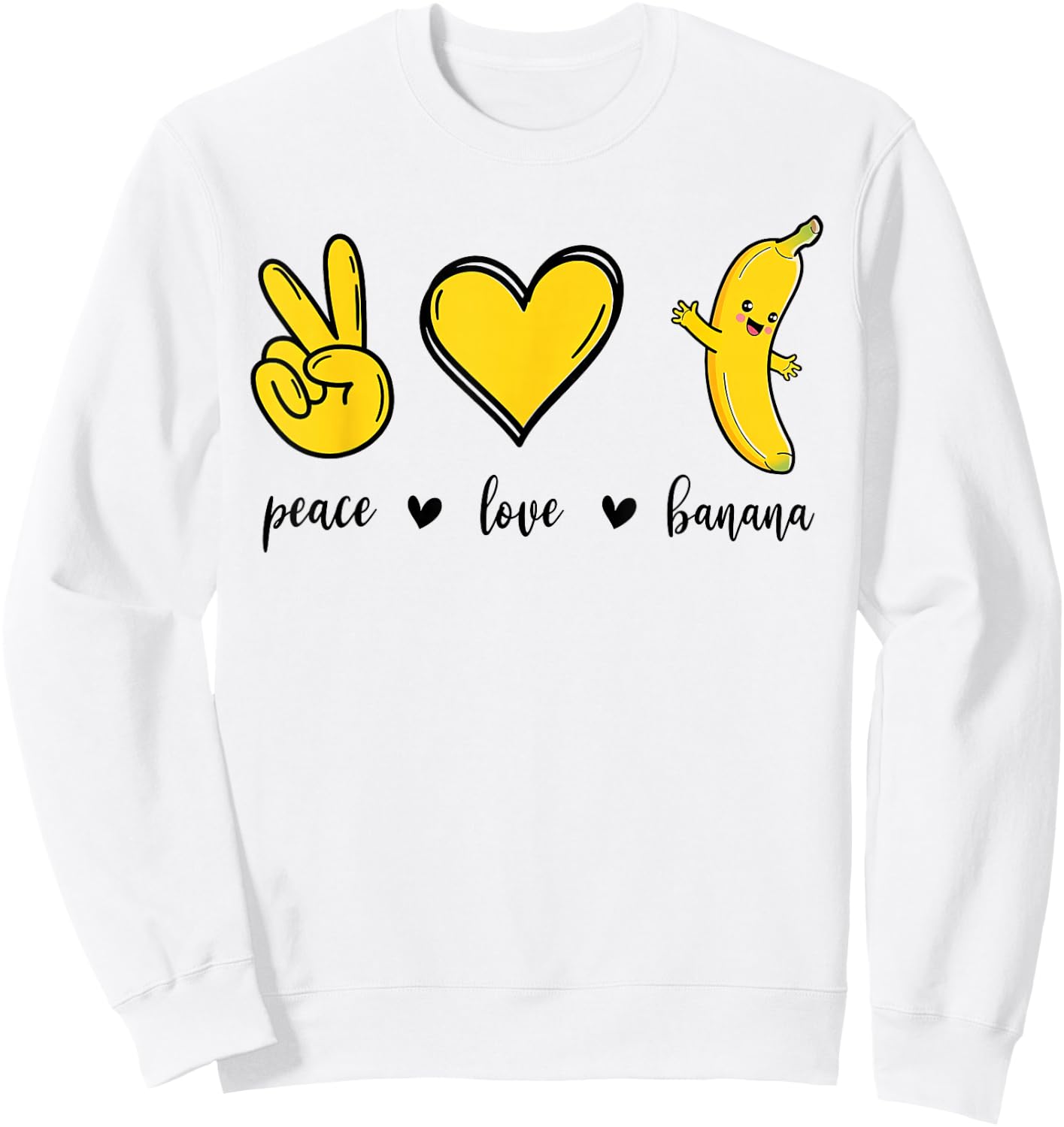 Peace Love Bananas, Fresh Banana Gift Fruit Lover Vegan Sweatshirt - Sweatshirt | White