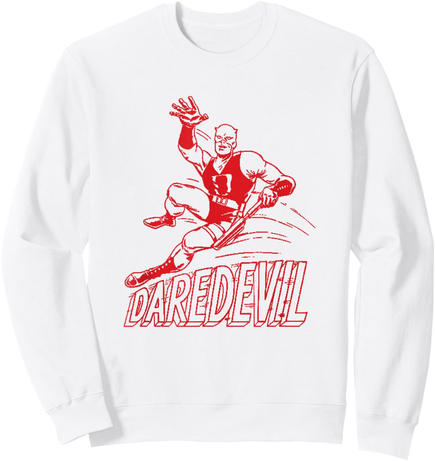 Marvel Comics Retro Classic Daredevil Vintage Suit Outline Sweatshirt - Sweatshirt | White