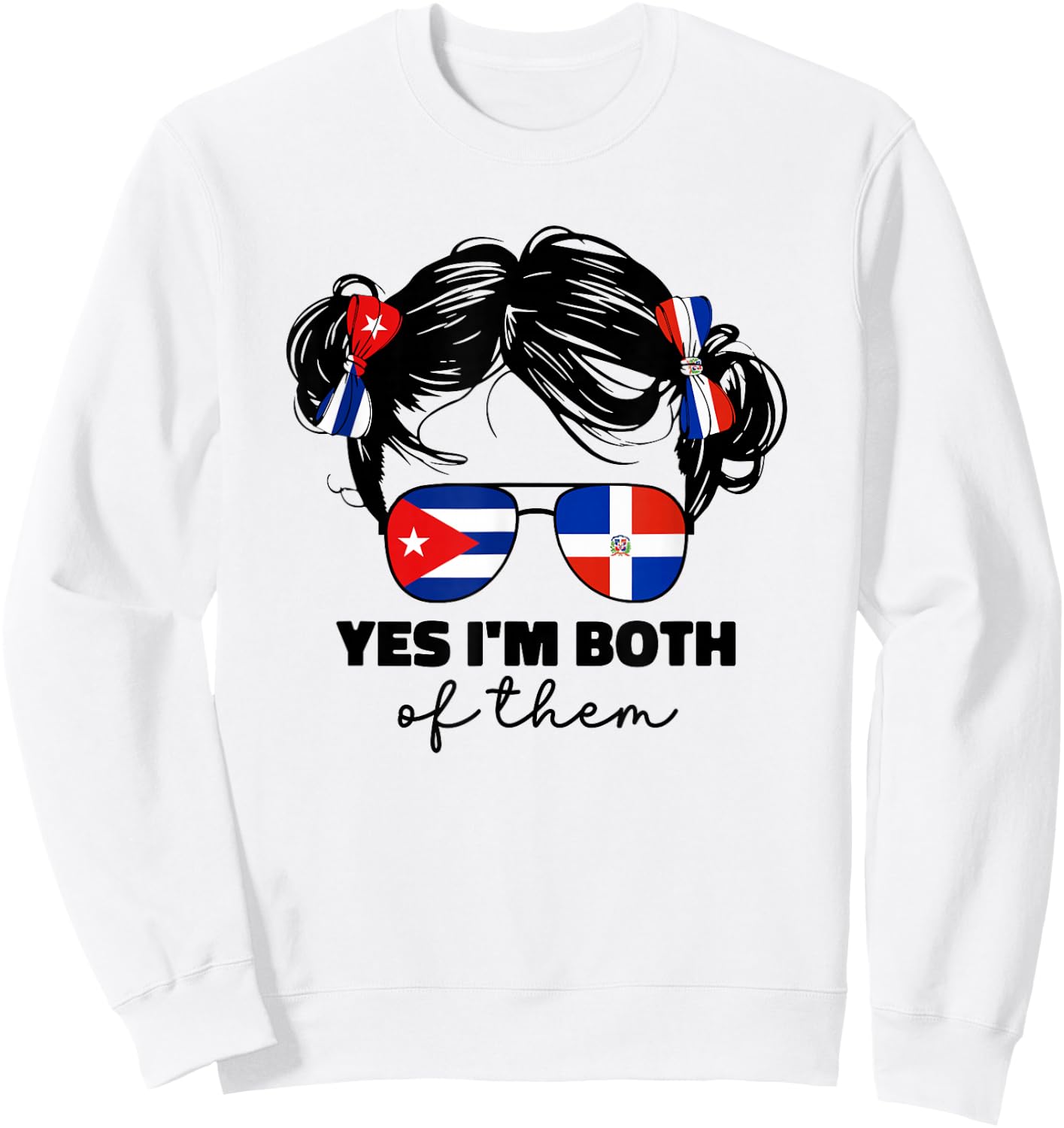 Half Dominican Republic And Cuban Cuba Flag Kids Girl Mix Sweatshirt - Sweatshirt | White