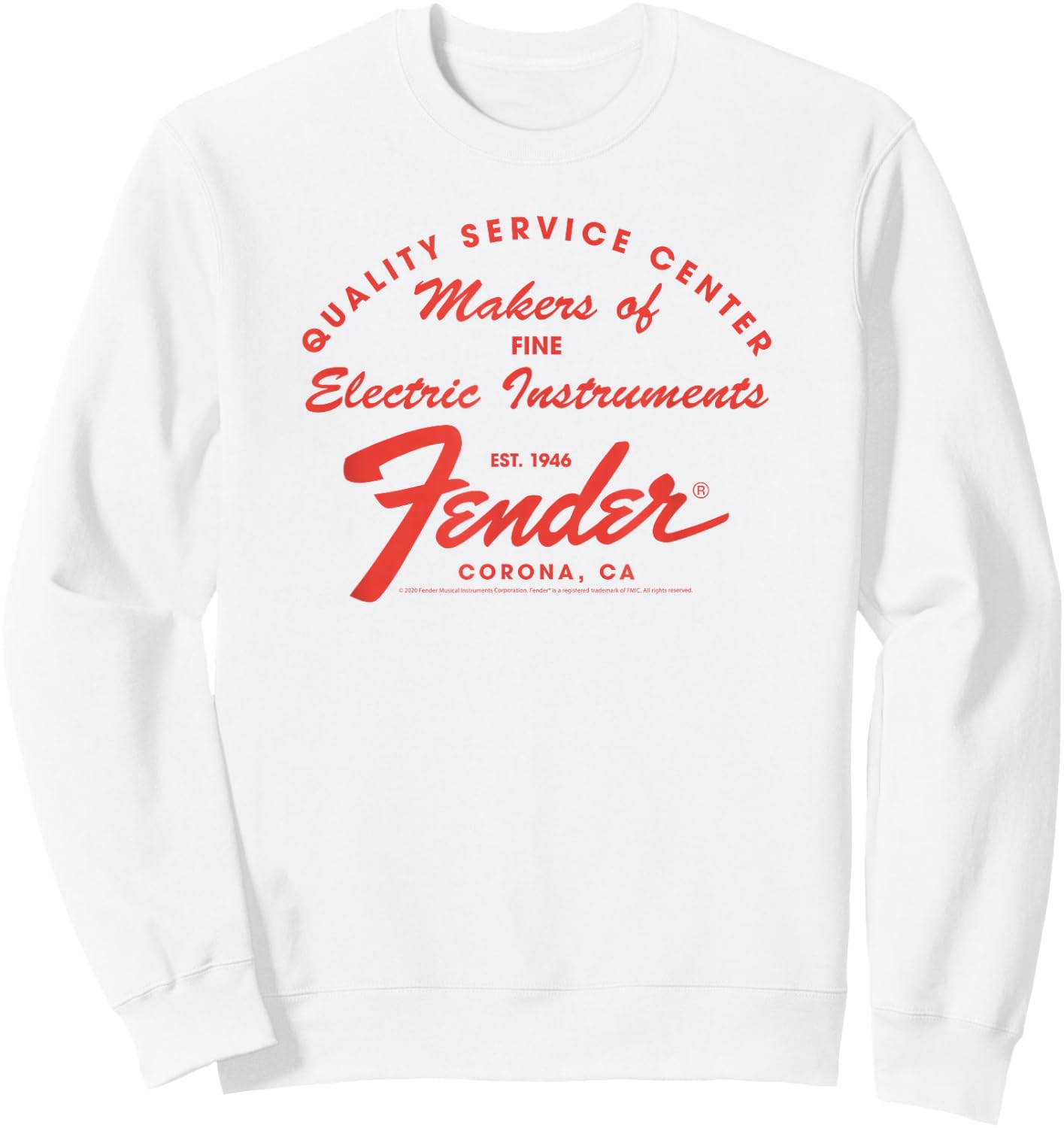 Fender Guitar Quality Service Centered Text Sweatshirt - Sweatshirt | White