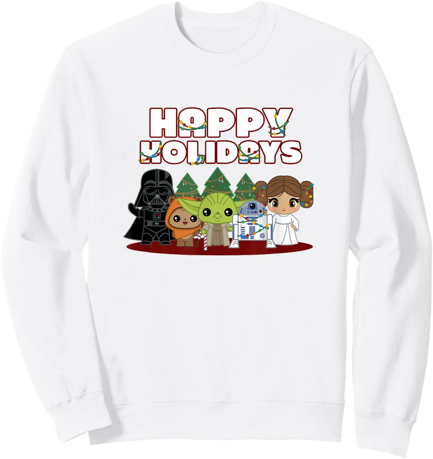 Star Wars Christmas Main Characters Happy Holidays Chibi Sweatshirt - Sweatshirt | White