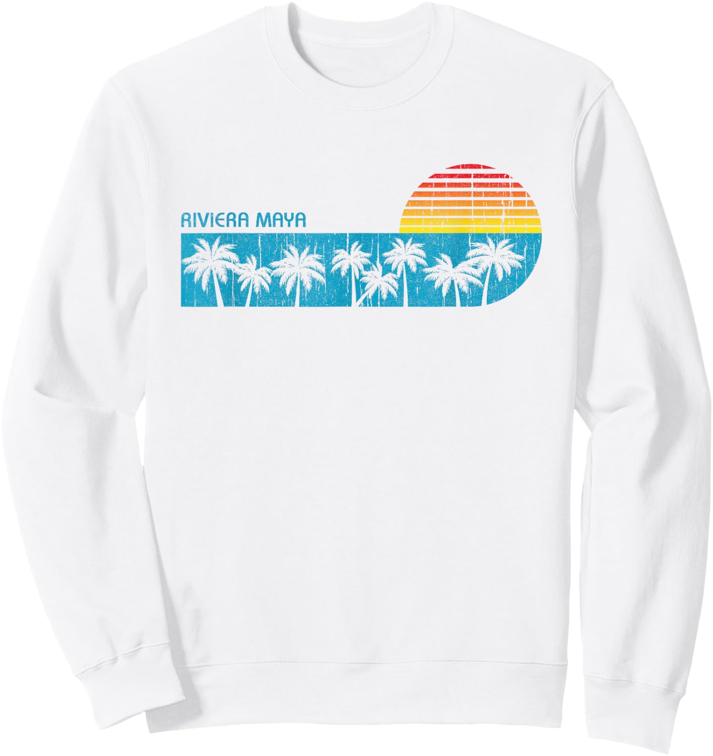 Vintage Riviera Maya Mexico Beach Sunset Vacation Souvenir Sweatshirt - Sweatshirt | White