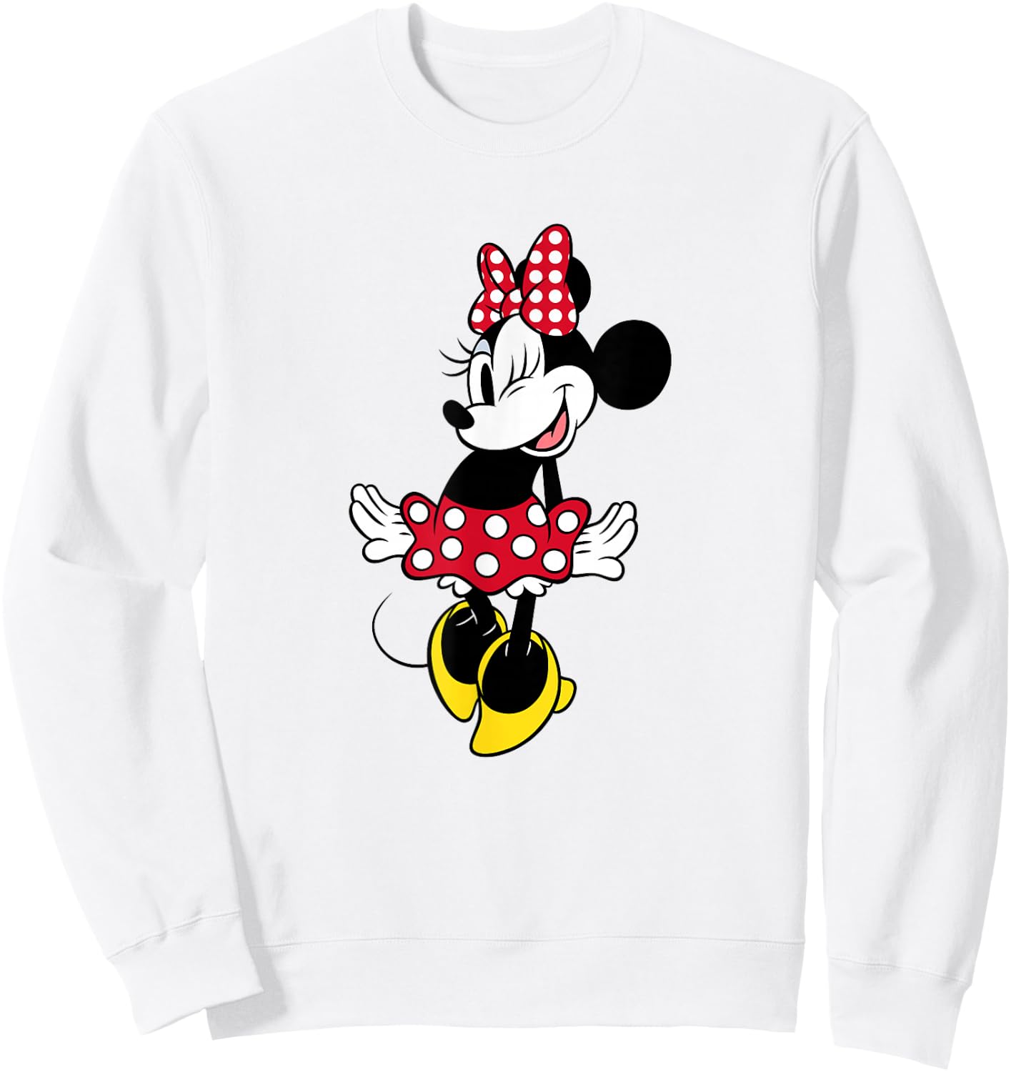 Disney Minnie Mouse Vintage Sweetie Red Polka Dot Wink Face Sweatshirt - Sweatshirt | White