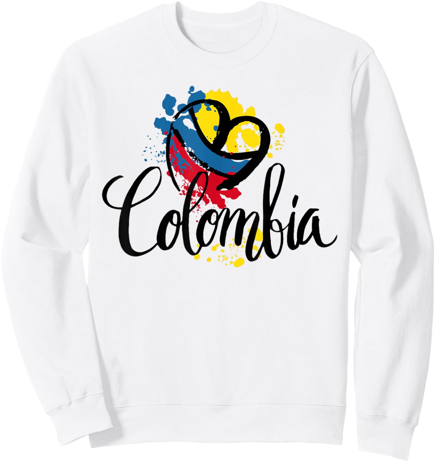 Beautiful I Love Colombia National Flag Colors Heart Sweatshirt - Sweatshirt | White