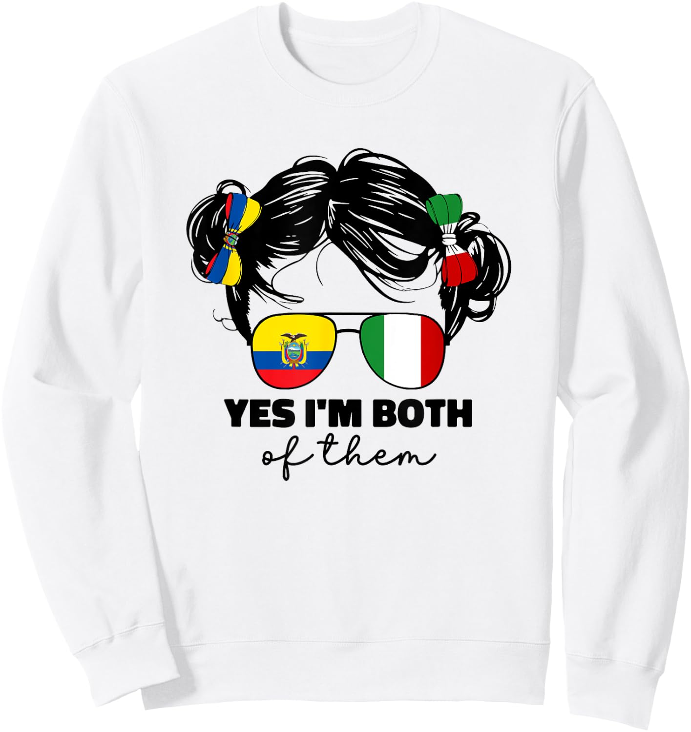 Half Italian And Ecuadorian Ecuador Italy Flag Kids Girl Sweatshirt - Sweatshirt | White