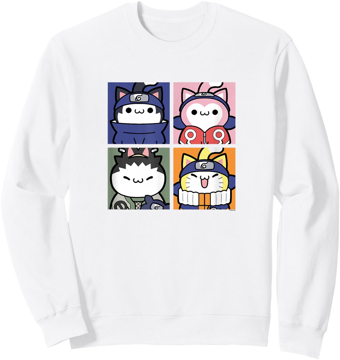 Nyaruto Sasuke Sakura Shikamaru Naruto Cats Group Shot Panel Sweatshirt - Sweatshirt | White