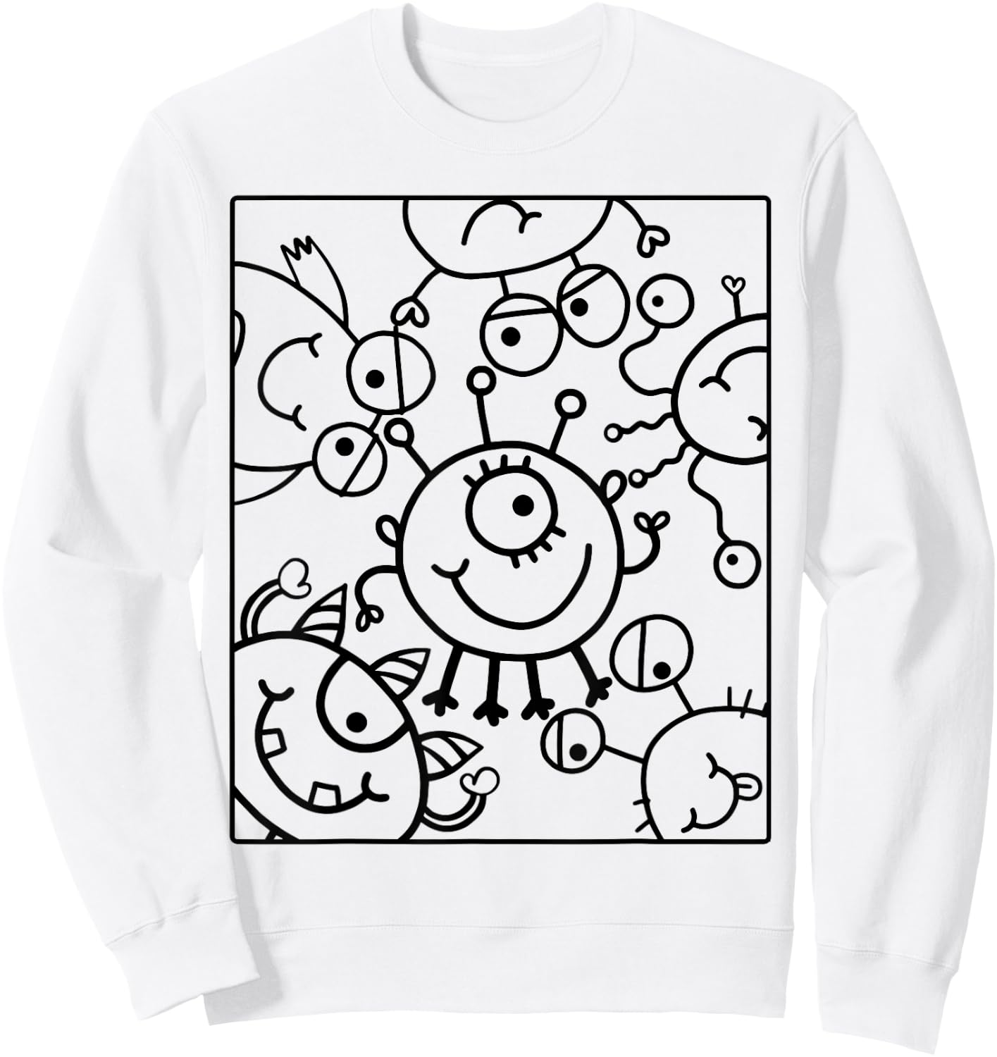 Coloring shirt kids. Funny monsters to paint on Sweatshirt - Sweatshirt | White