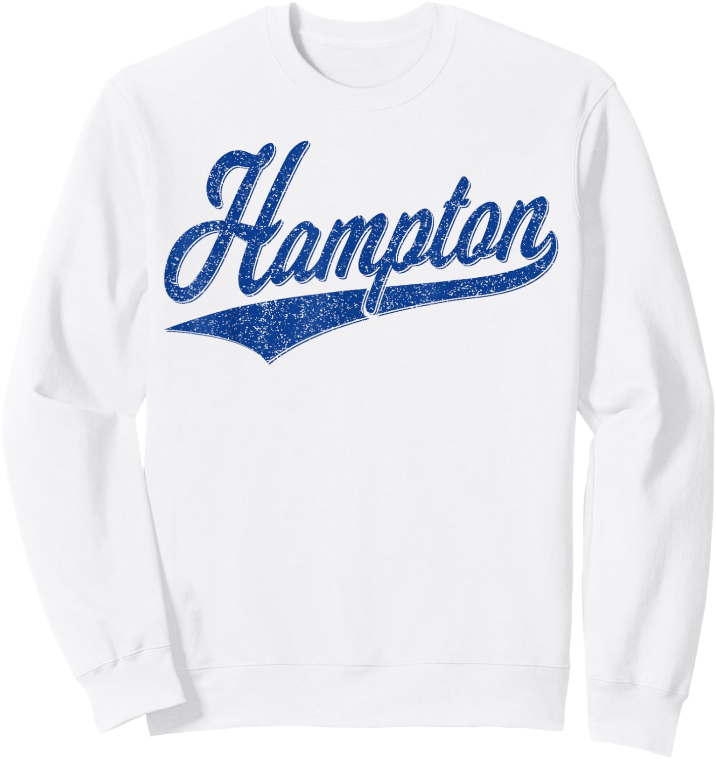 Hampton Virginia Varsity Script Classic Sports Jersey Style Sweatshirt - Sweatshirt | White