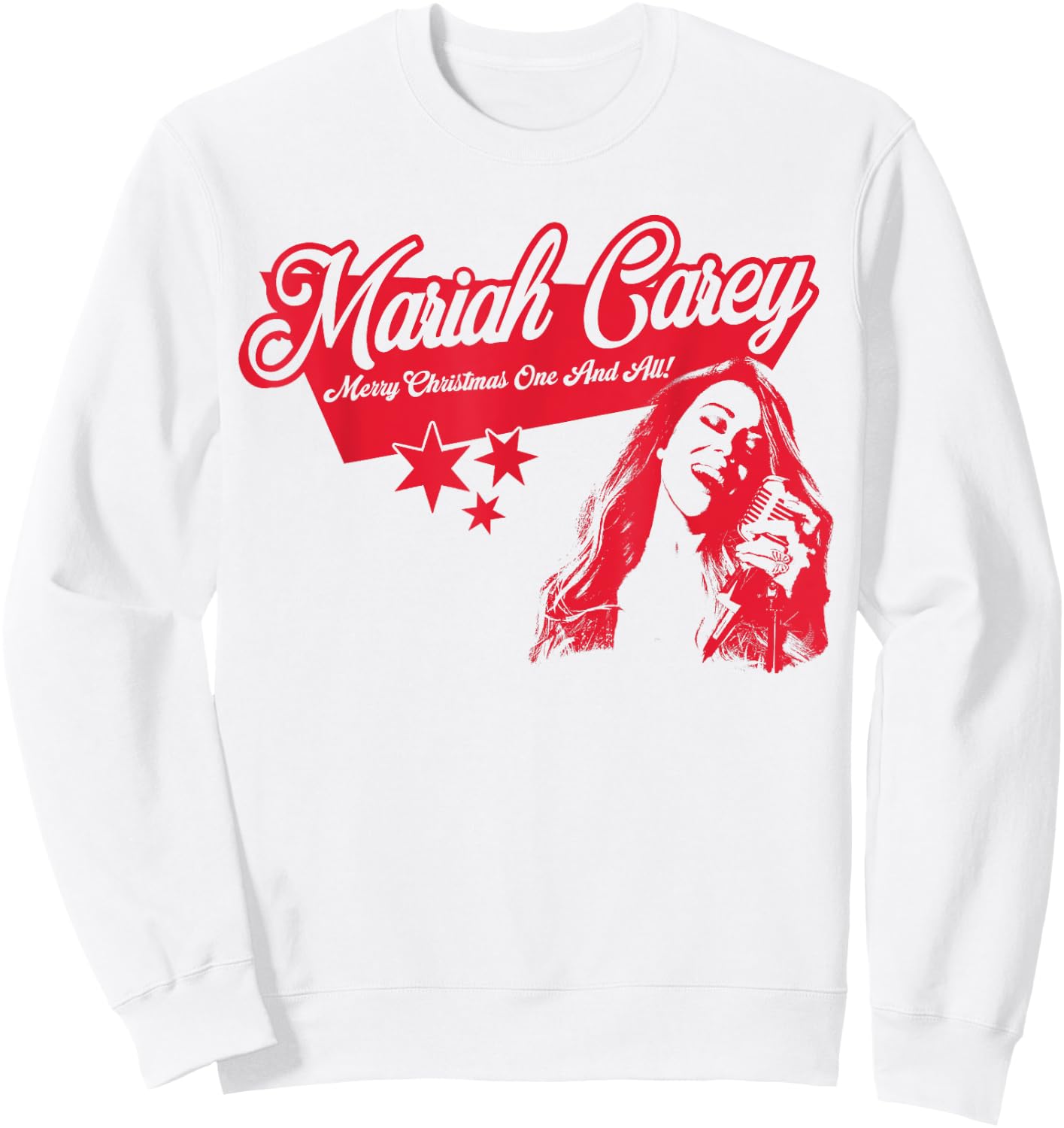Mariah Carey Official Merry Christmas One & All Tour Stars Sweatshirt - Sweatshirt | White
