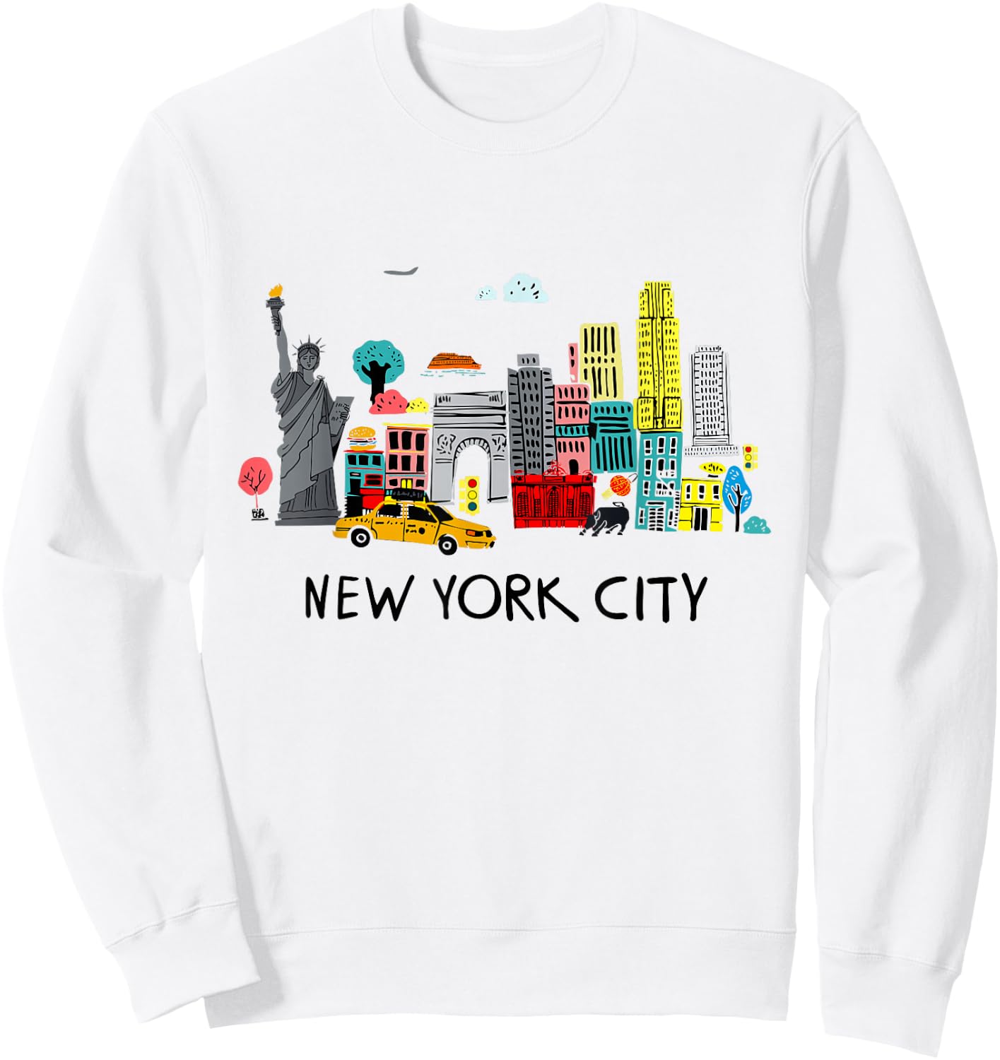 Cool New York City Sketch Drawing Art Illustration Graphic Sweatshirt - Sweatshirt | White