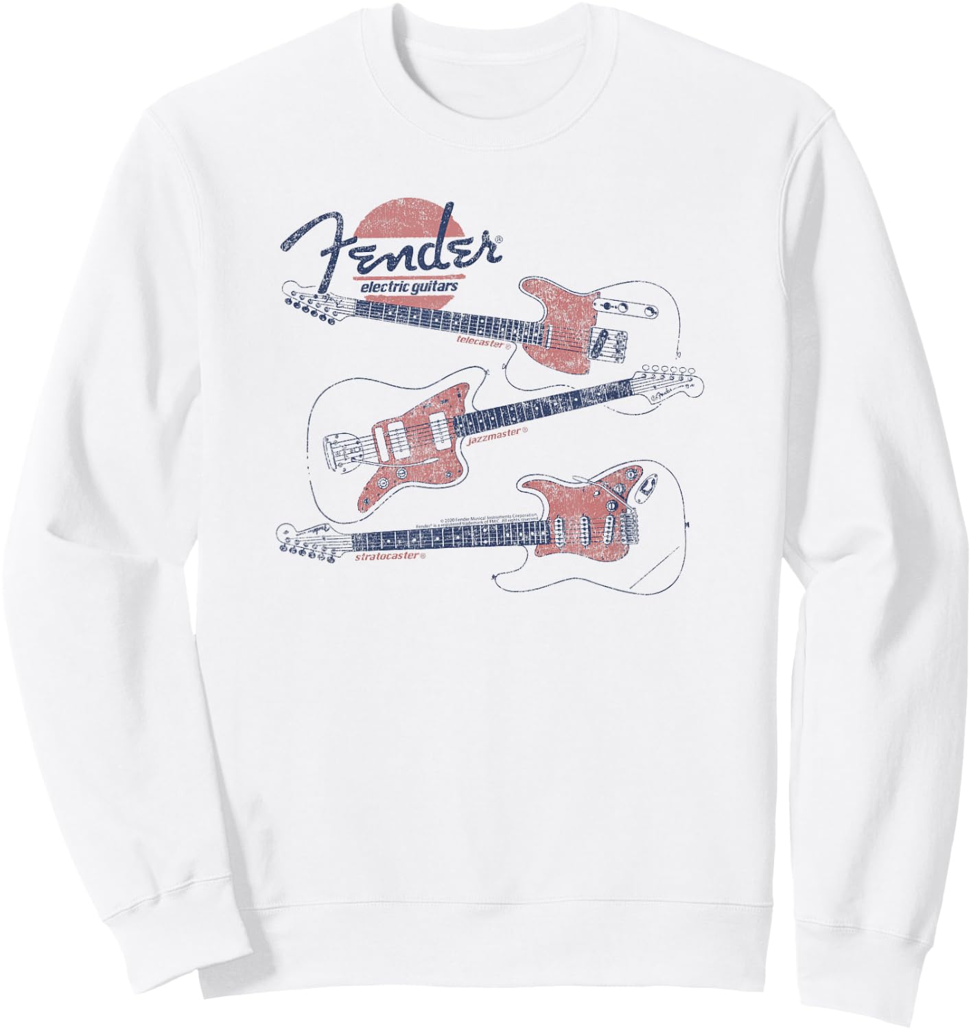 Fender Vintage Guitar Line Drawing Sweatshirt - Sweatshirt | White