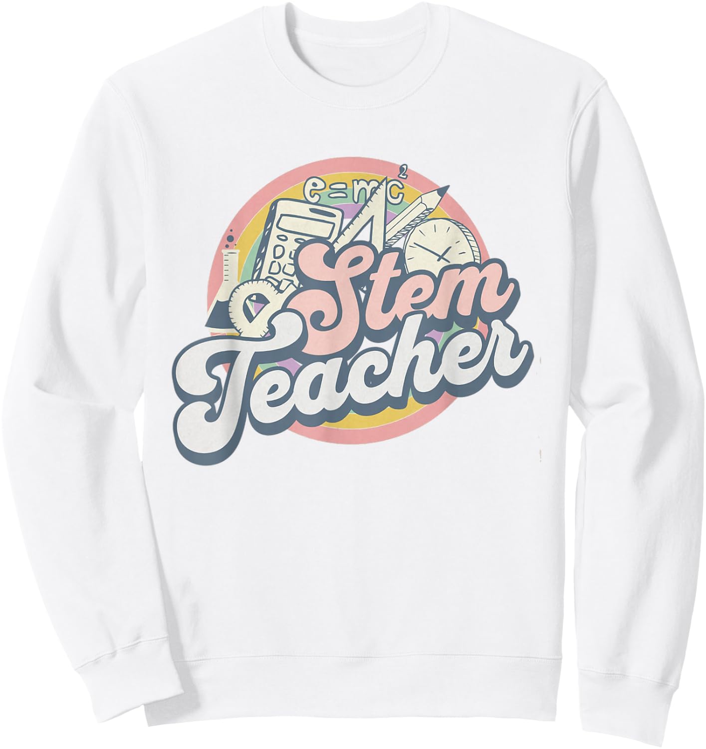 Stem Teacher Retro Math Teacher First Day Of School Women Girls Kids Sweatshirt - Sweatshirt | White