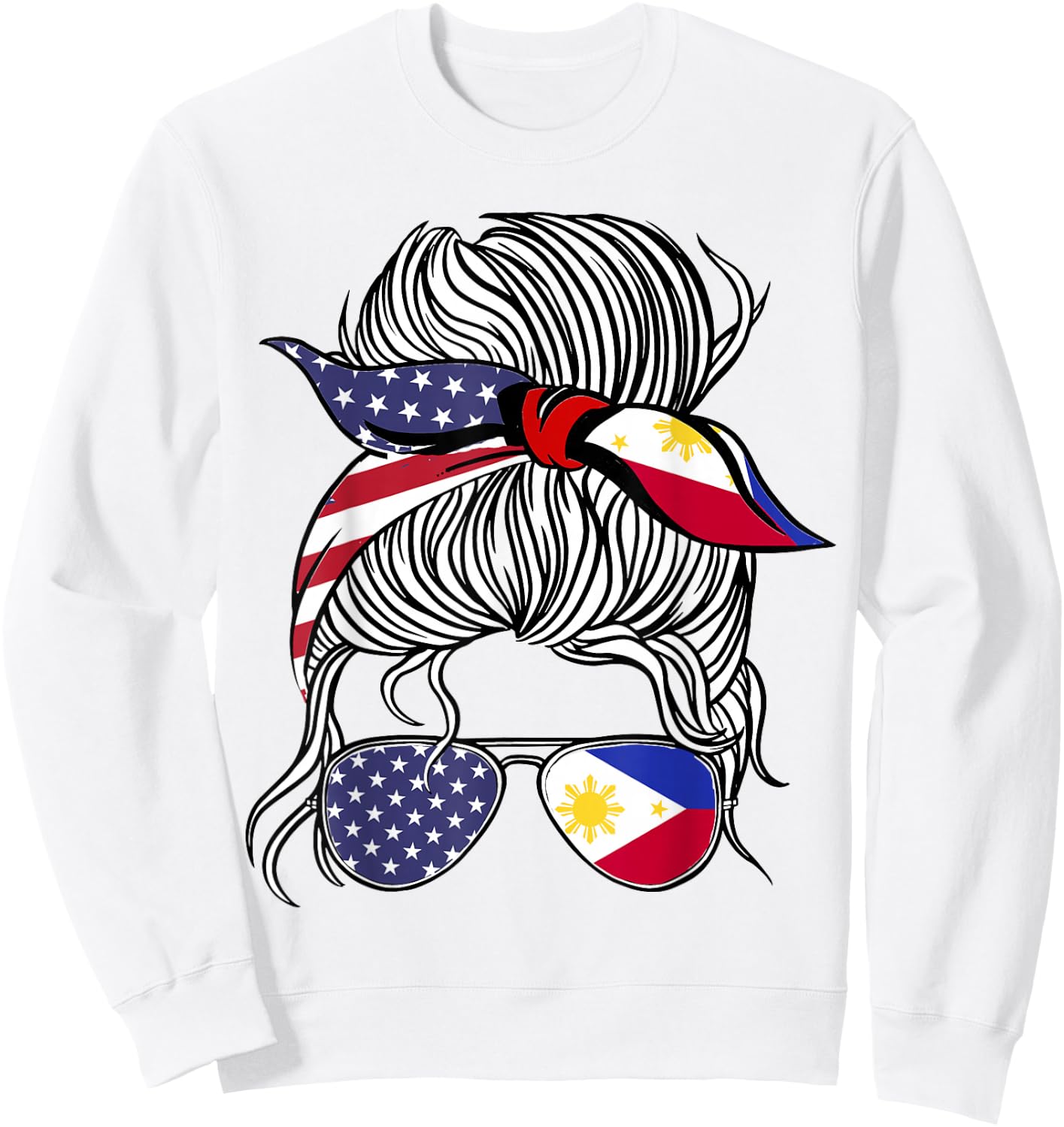 American Filipina Patriot Flag Women Girl Philippines Grown Sweatshirt - Sweatshirt | White