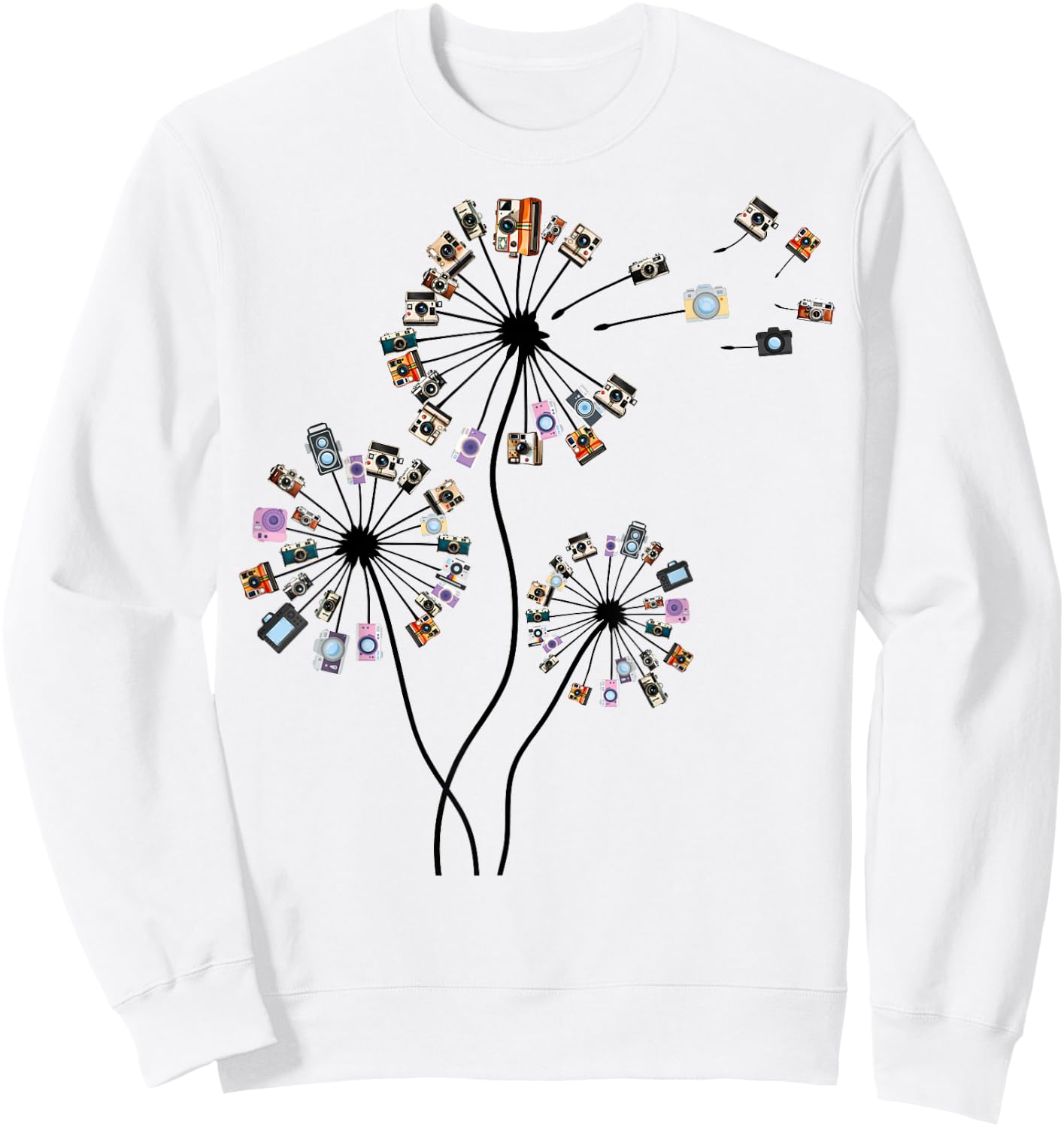 Photographer Vintage Camera Dandelion Graphic Photography Sweatshirt - Sweatshirt | White
