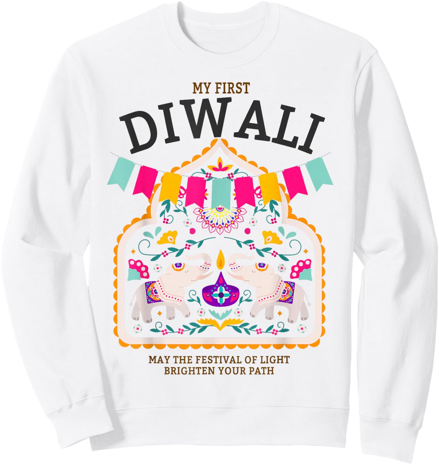 My First Diwali Festival Outfit Idea for Kids & Diwali Sweatshirt - Sweatshirt | White