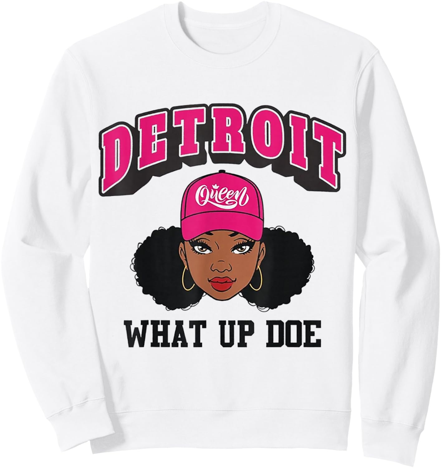 Black Girl Detroit 313 What Up Doe Sweatshirt - Sweatshirt | White