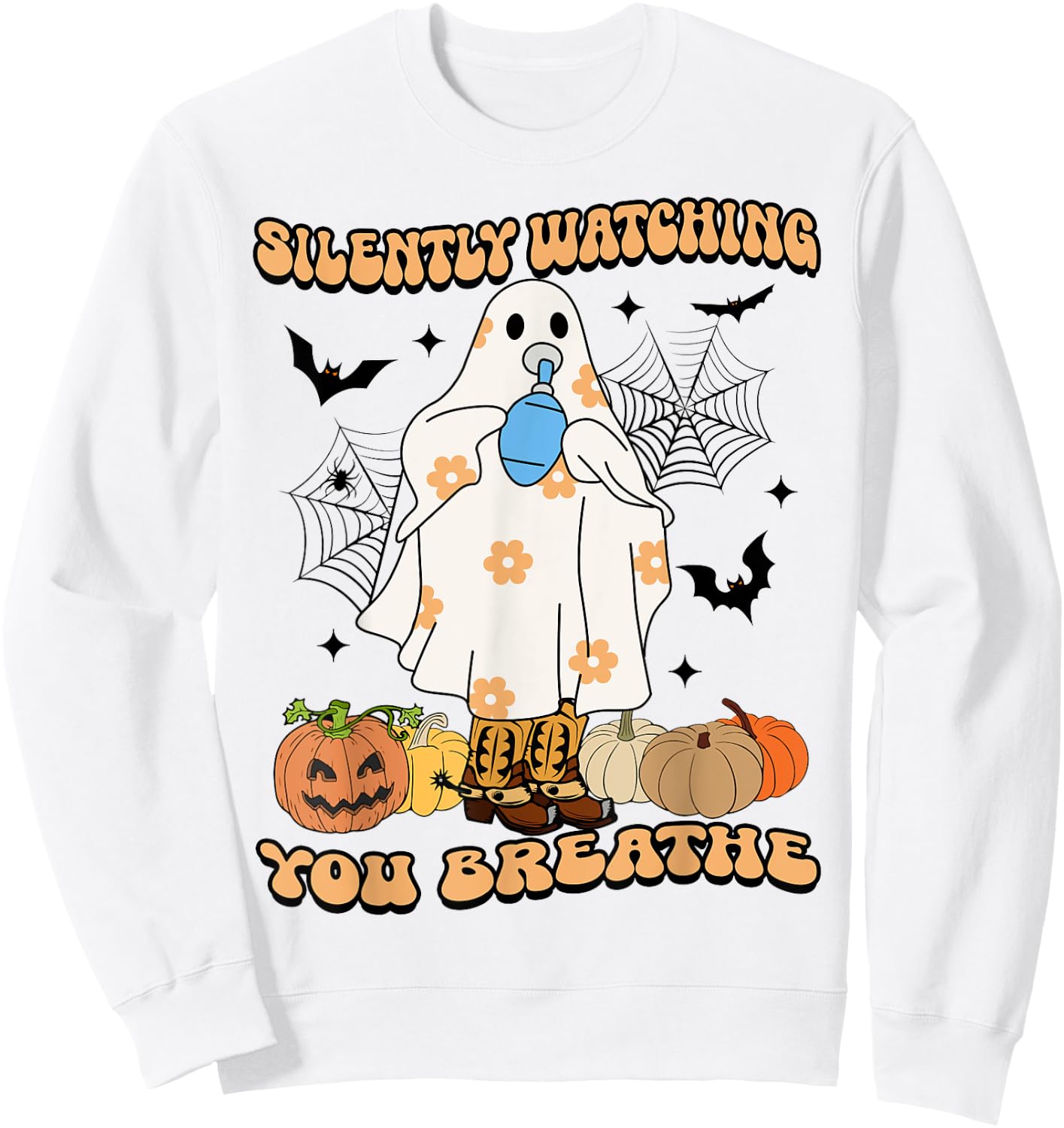 Respiratory Therapist Ghost, Silently Watching You Breathe Sweatshirt - Sweatshirt | White