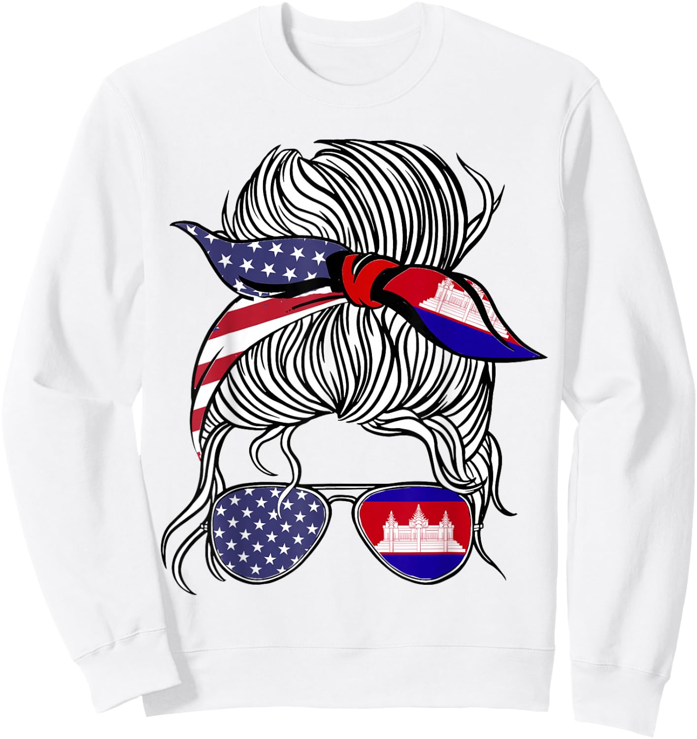 American Cambodian Patriot Flag Women Girl Cambodia Grown Sweatshirt - Sweatshirt | White