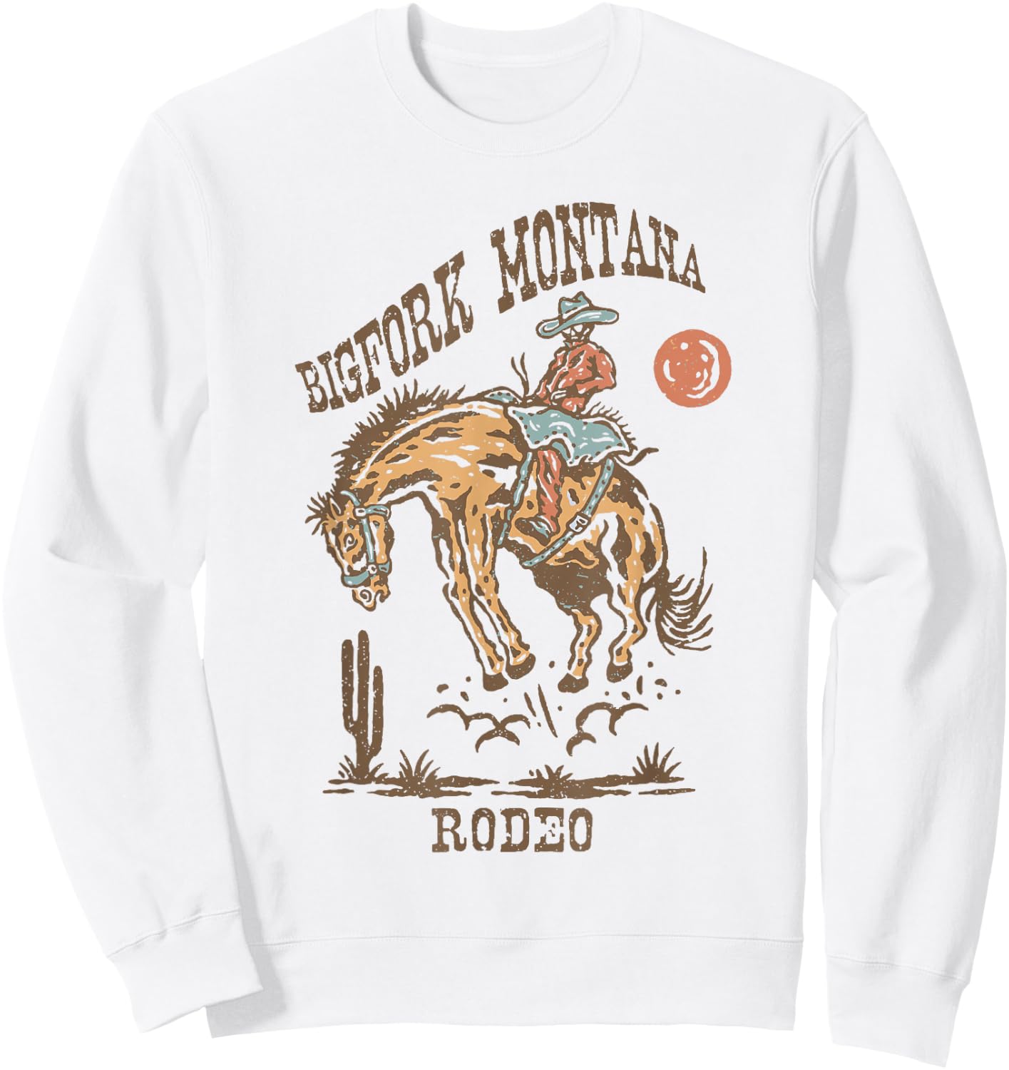 Bigfork Montana Rodeo | Vintage Cowgirl Sweatshirt - Sweatshirt | White