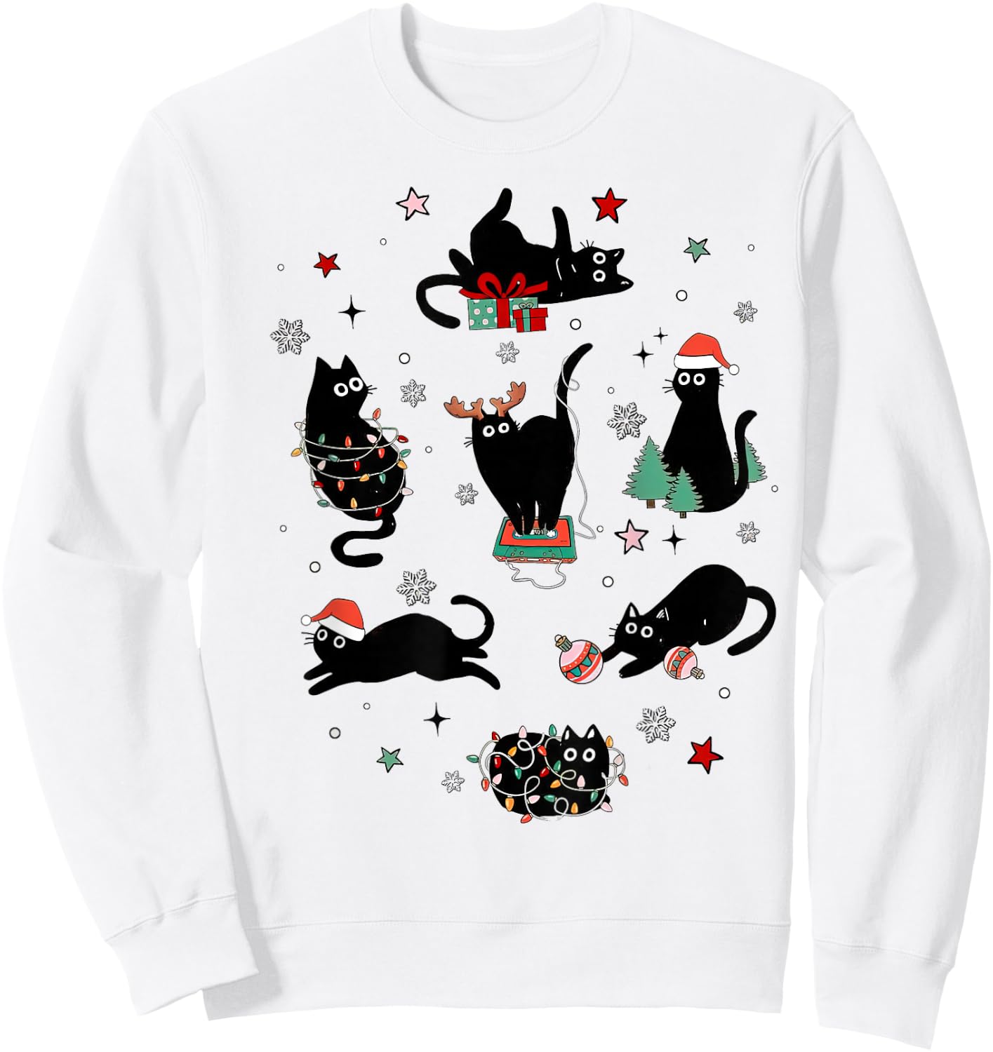 Christmas Black Cats Sweatshirt - Sweatshirt | White