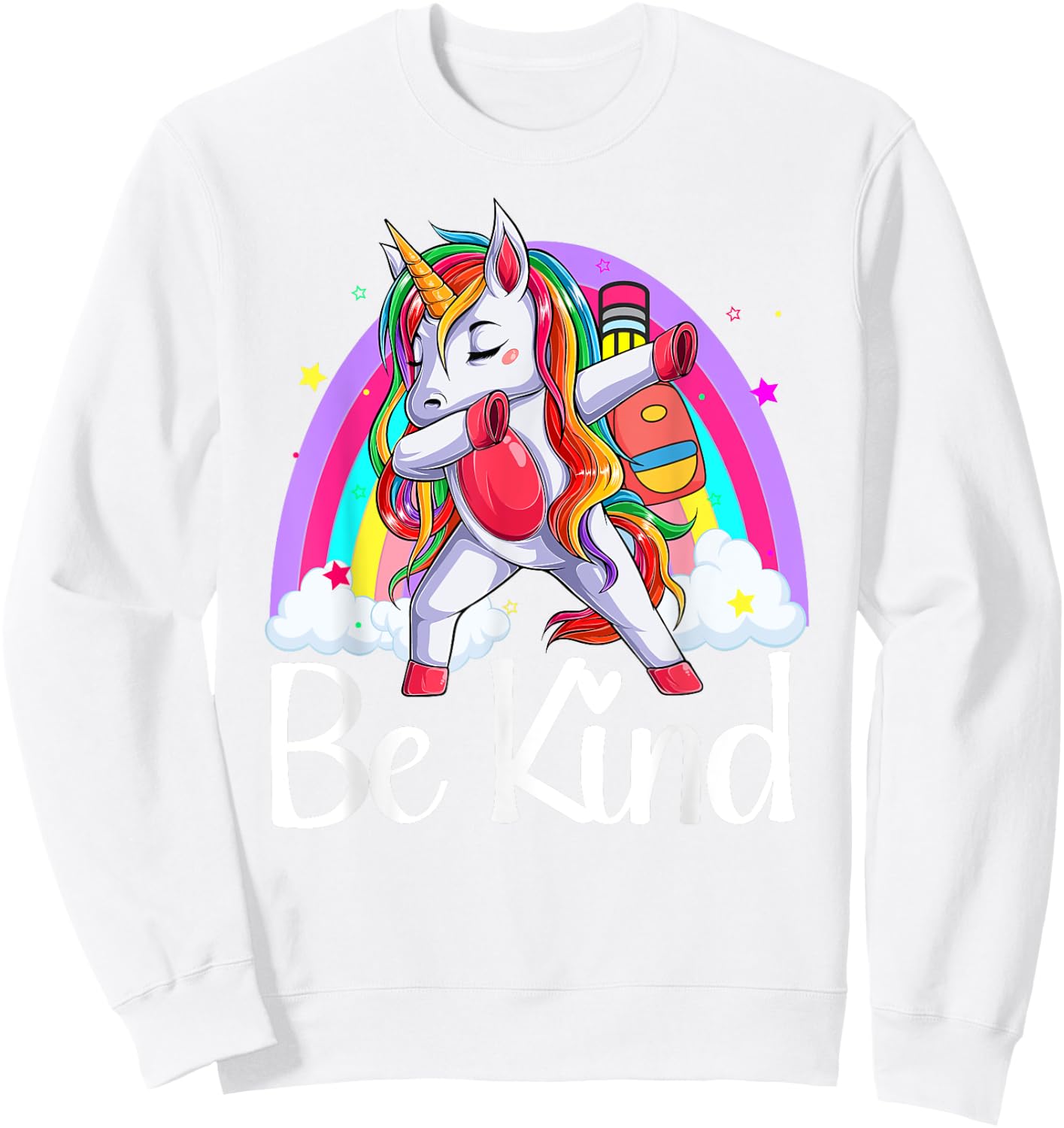 Be Kind Unicorn Rainbow Unity Day Orange Anti Bullying 2023 Sweatshirt - Sweatshirt | White