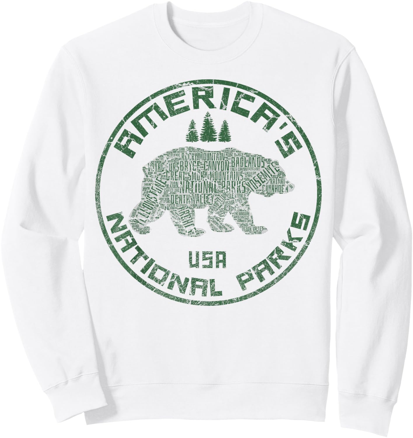 National Parks Bear Hiking Travel Camping Outdoors Retro USA Sweatshirt - Sweatshirt | White
