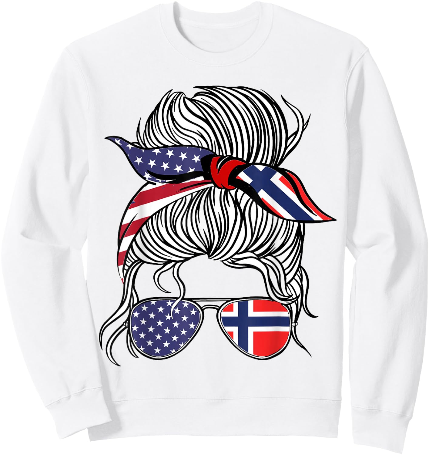 American Norwegian Patriot Flag Women Girl Norway Grown Sweatshirt - Sweatshirt | White