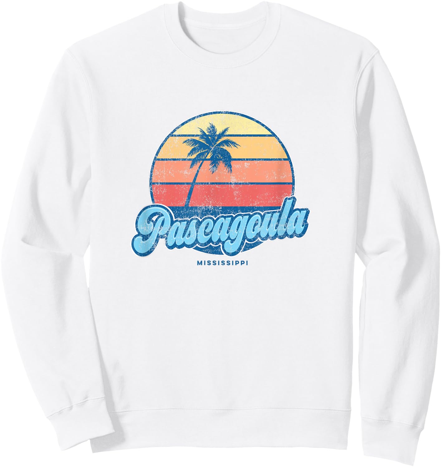 Vintage Pascagoula Mississippi MS Classic 70s Retro Surfer Sweatshirt - Sweatshirt | White