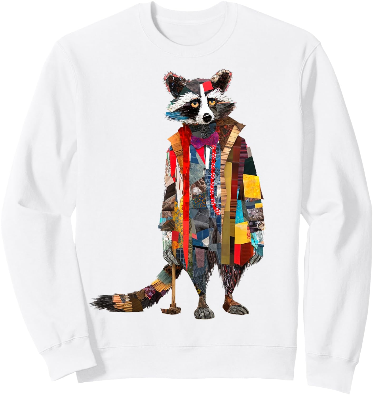 Raccoon Colorful Artwork | Animal Motif Raccoon Sweatshirt - Sweatshirt | White