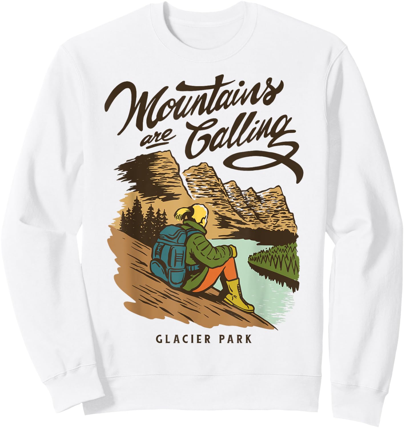 Retro Glacier National Park US Vintage Glacier Sweatshirt - Sweatshirt | White
