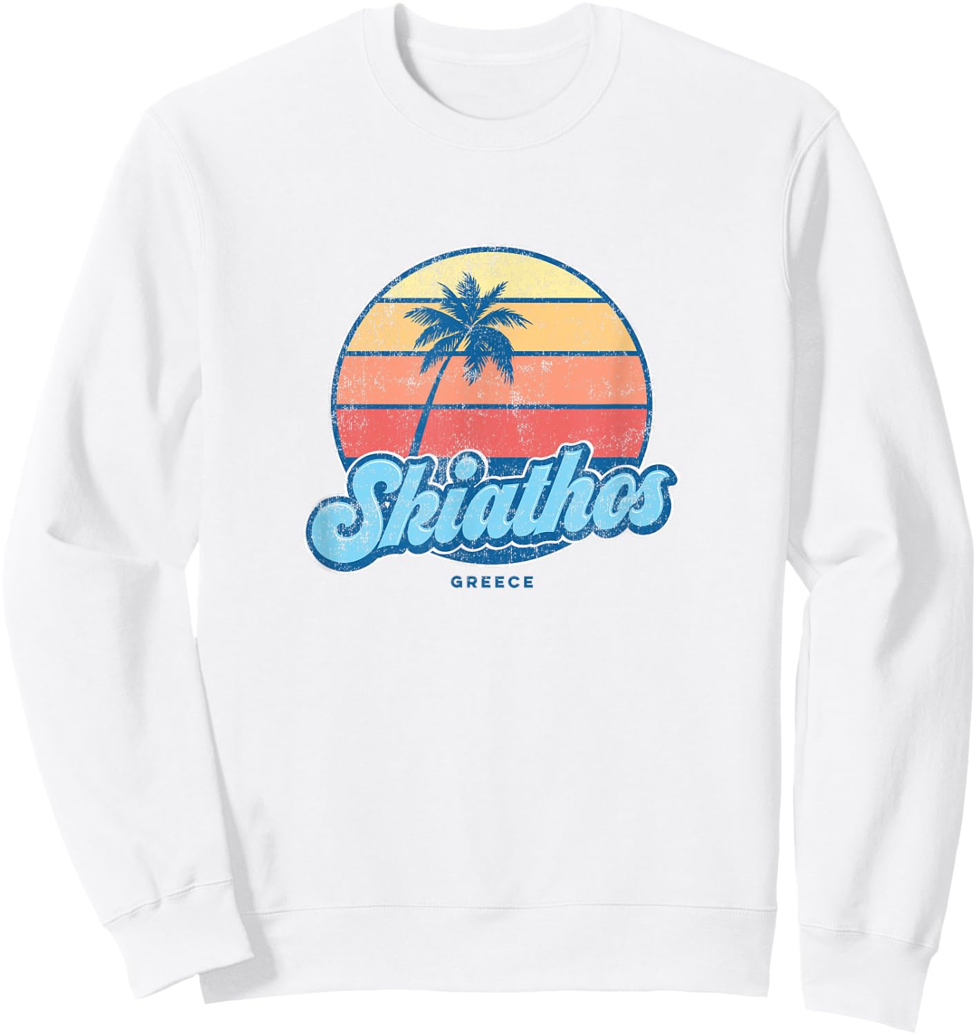 Vintage Skiathos Greece Classic 70s Retro Surfer Sweatshirt - Sweatshirt | White