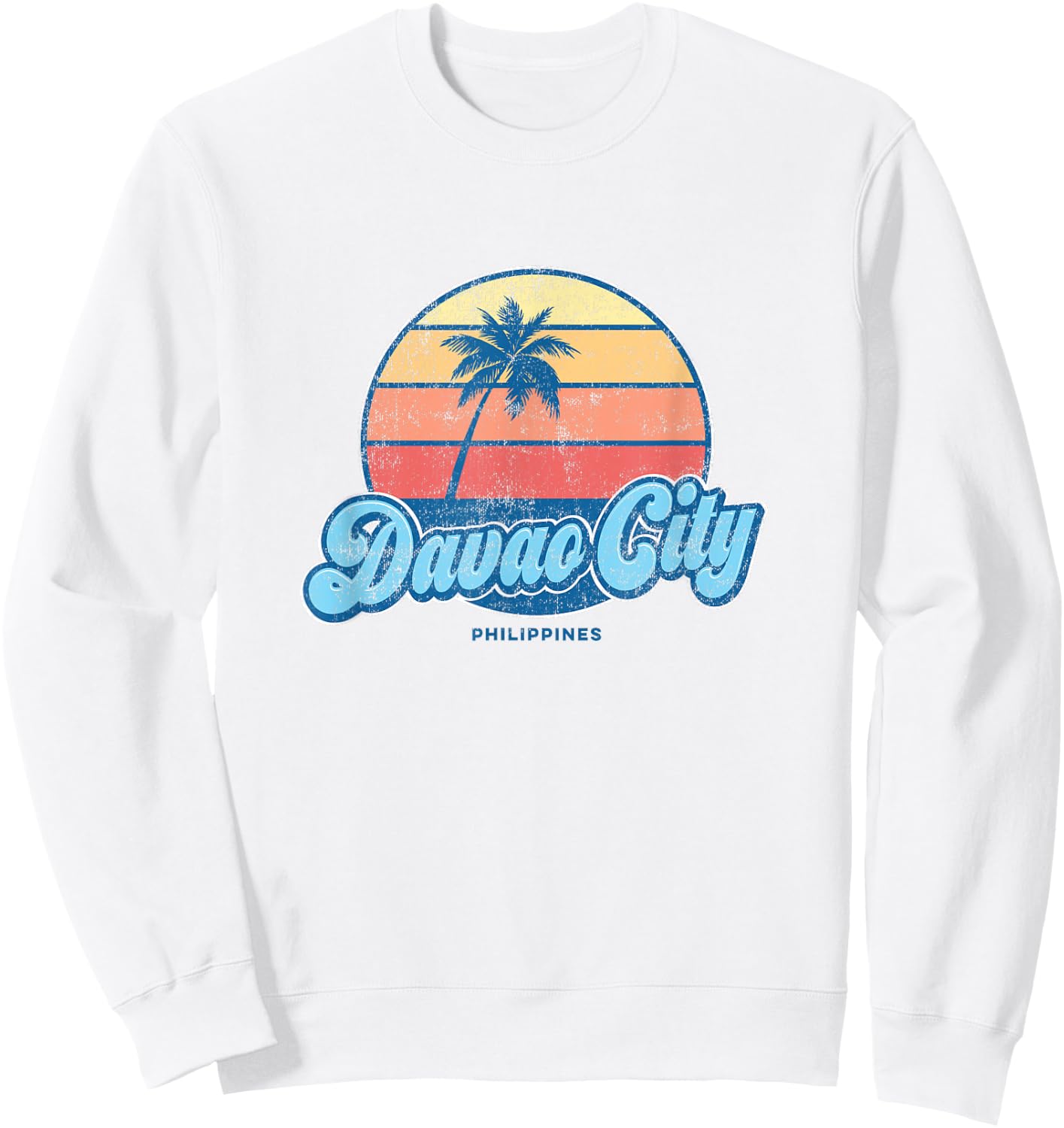 Vintage Davao City Philippines Classic 70s Retro Surfer Sweatshirt - Sweatshirt | White