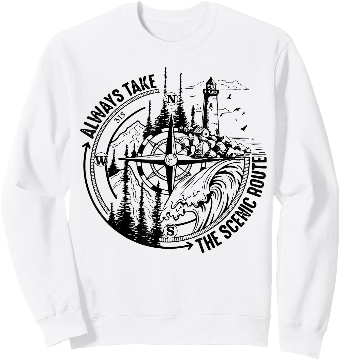 Always Take The Scenic Route Sweatshirt - Sweatshirt | White