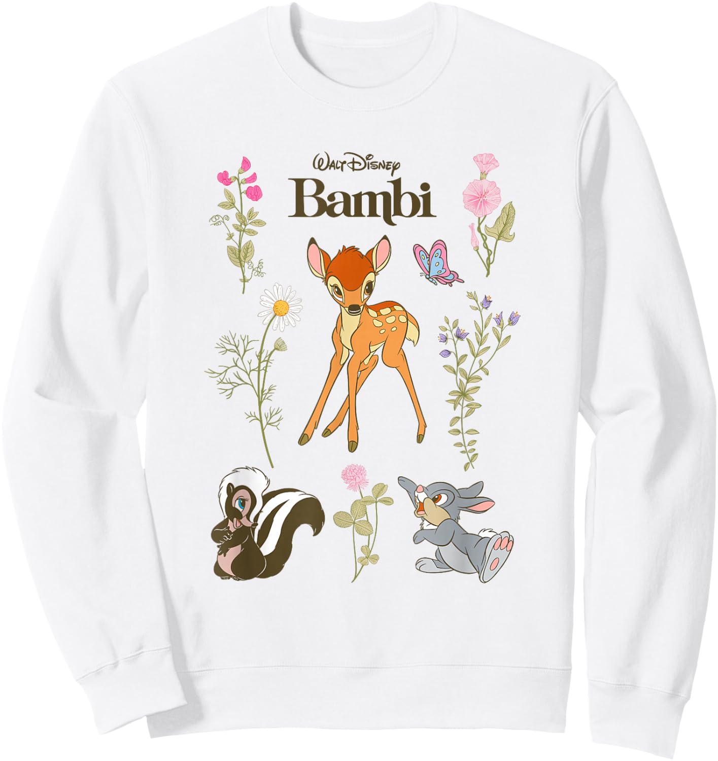 Disney Bambi and Friends Flower Thumper Big Chest Logo Sweatshirt - Sweatshirt | White
