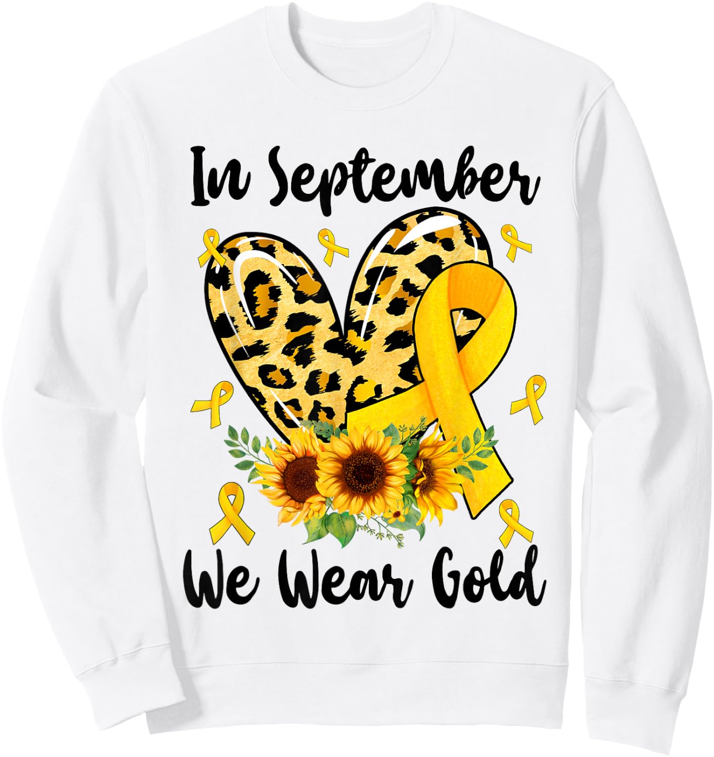 In September We Wear Gold Childhood Cancer Awareness Yellow Sweatshirt - Sweatshirt | White