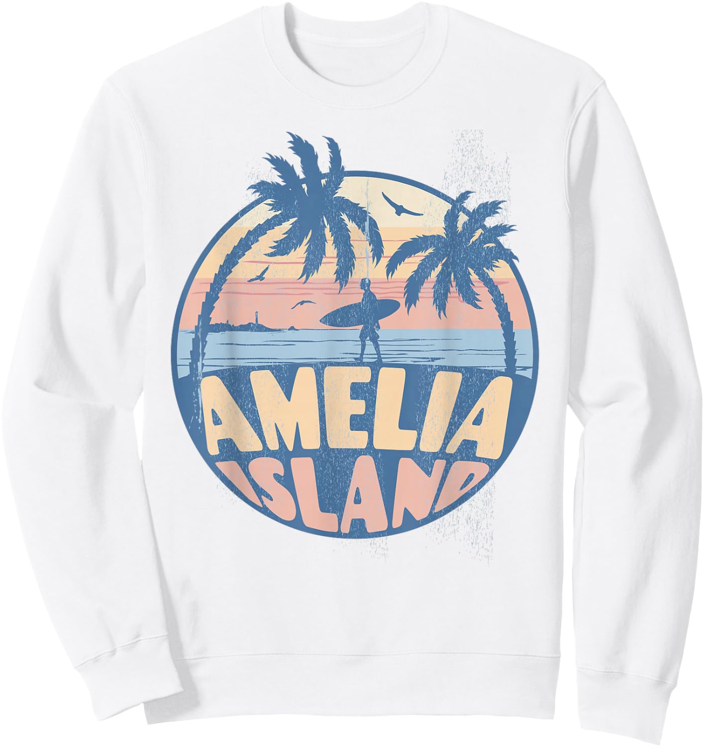 Amelia Island Florida Beach Surf Summer Vacation Vintage Sweatshirt - Sweatshirt | White
