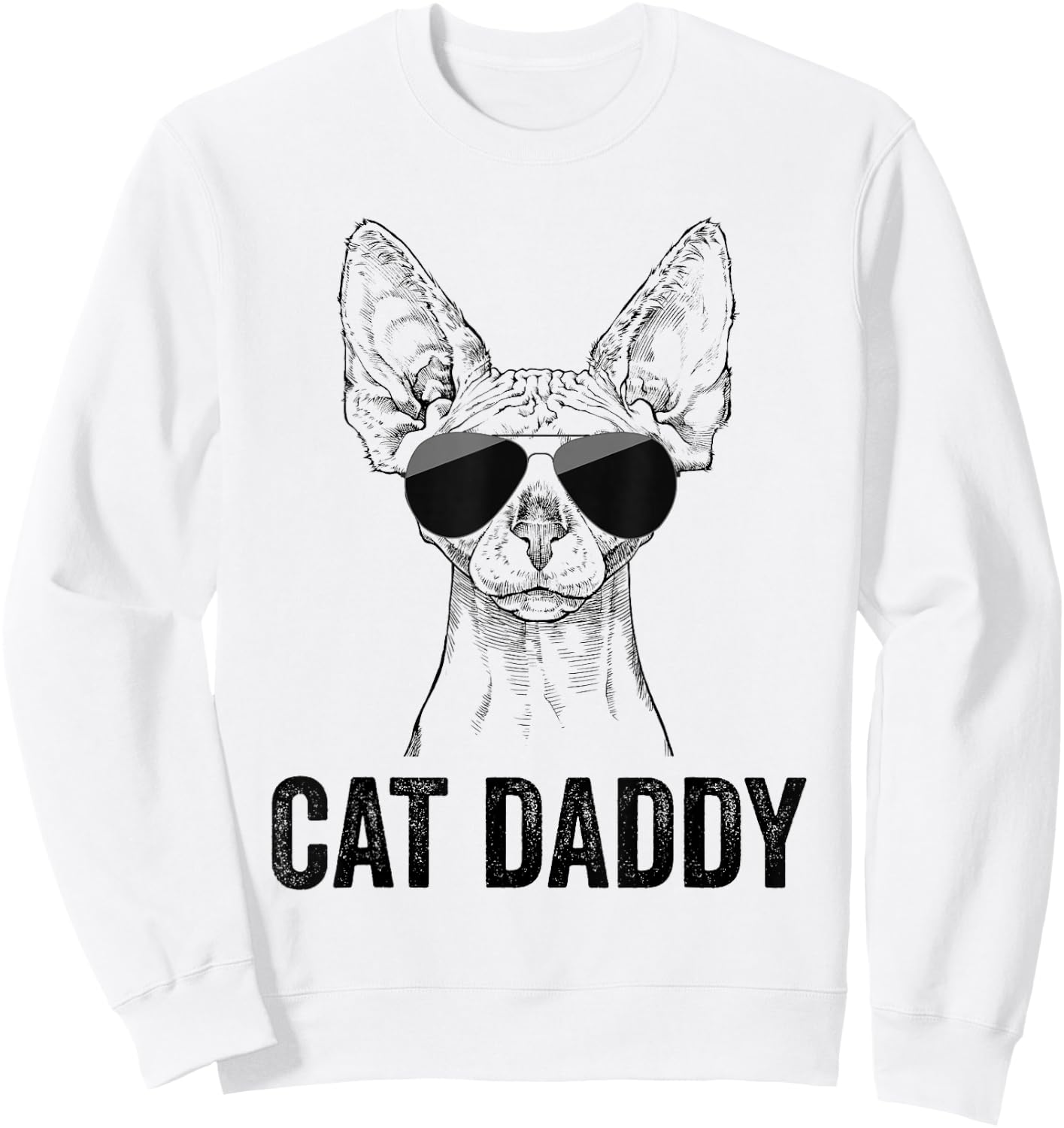 Cat Daddy Vintage Sphynx Cat Dad Father's Day Sweatshirt - Sweatshirt | White