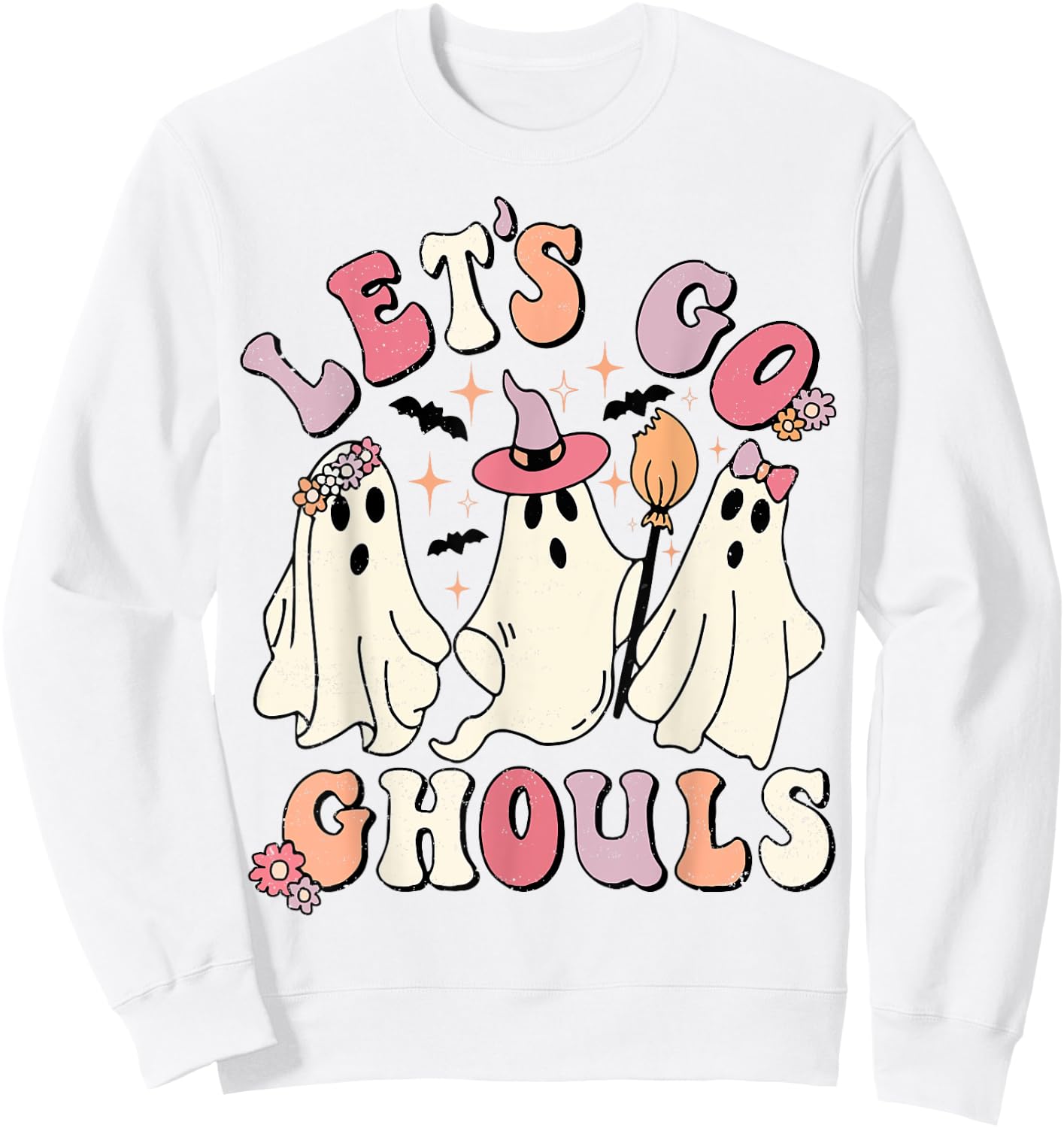 Let's Go Ghouls Funny Ghost Halloween Sweatshirt - Sweatshirt | White