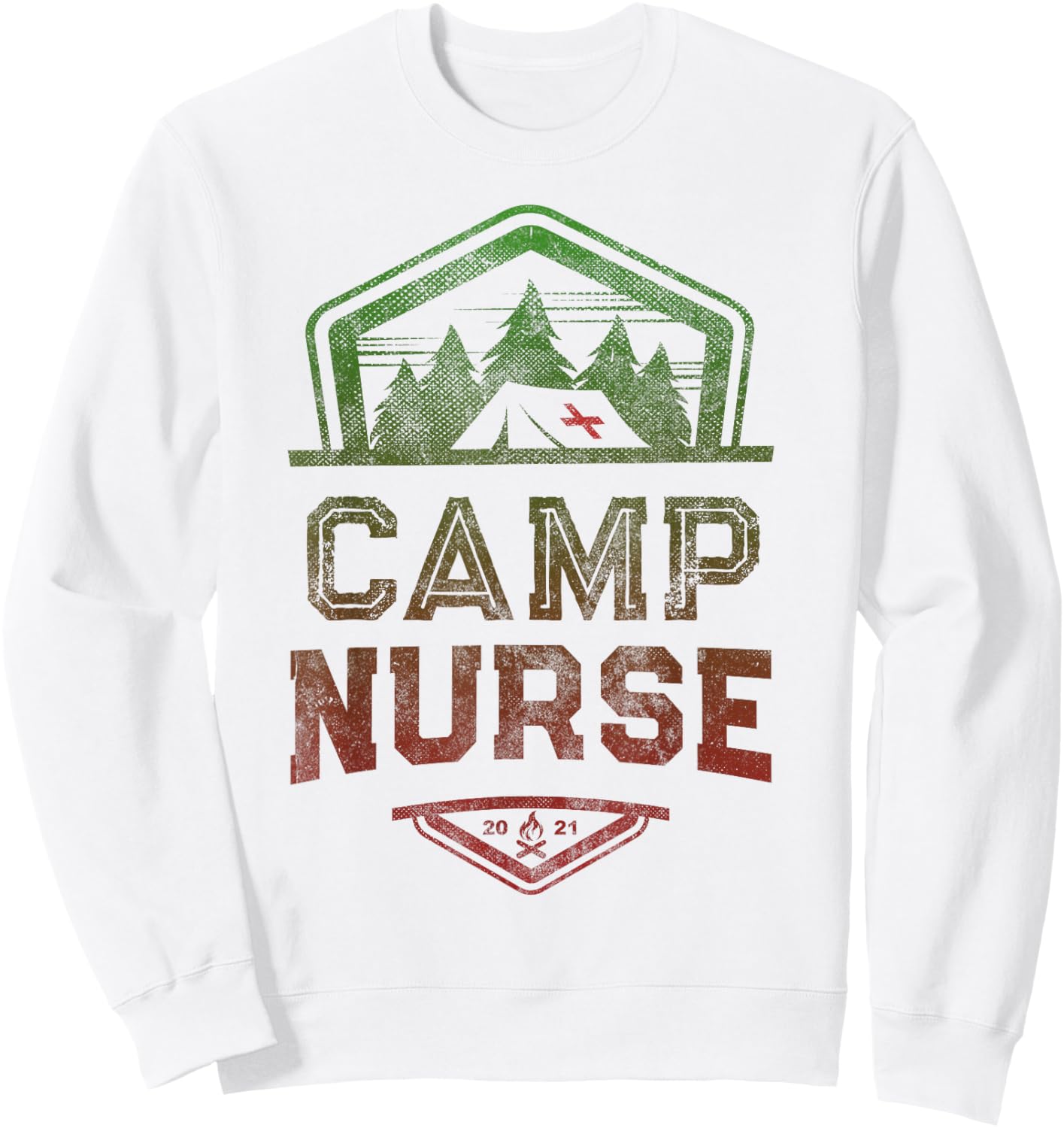 CAMP NURSE Medical Staff Summer Campground Team Vintage Sweatshirt - Sweatshirt | White