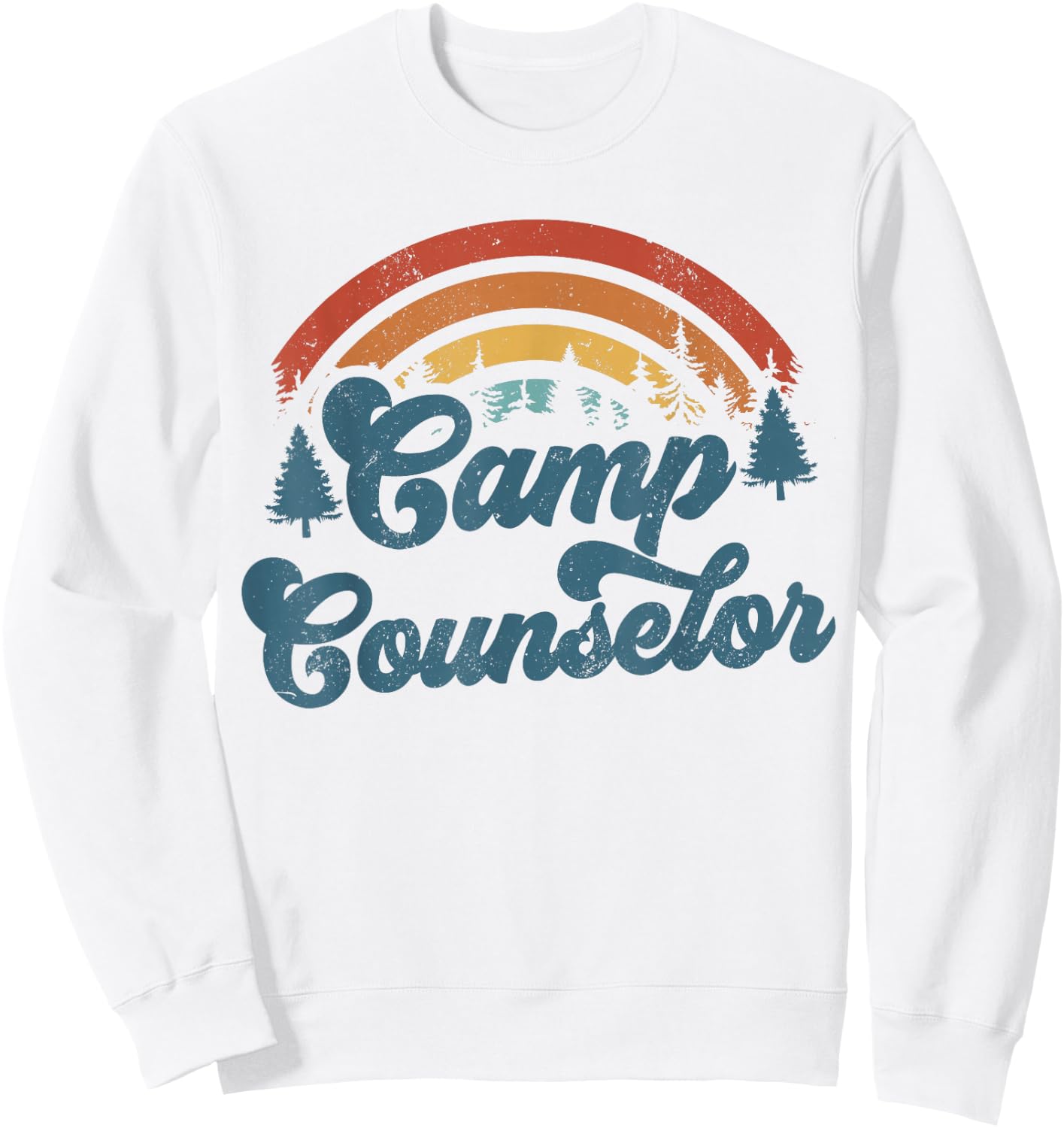 Summer Camp Counselor Staff Groovy Rainbow Camp Counselor Sweatshirt - Sweatshirt | White