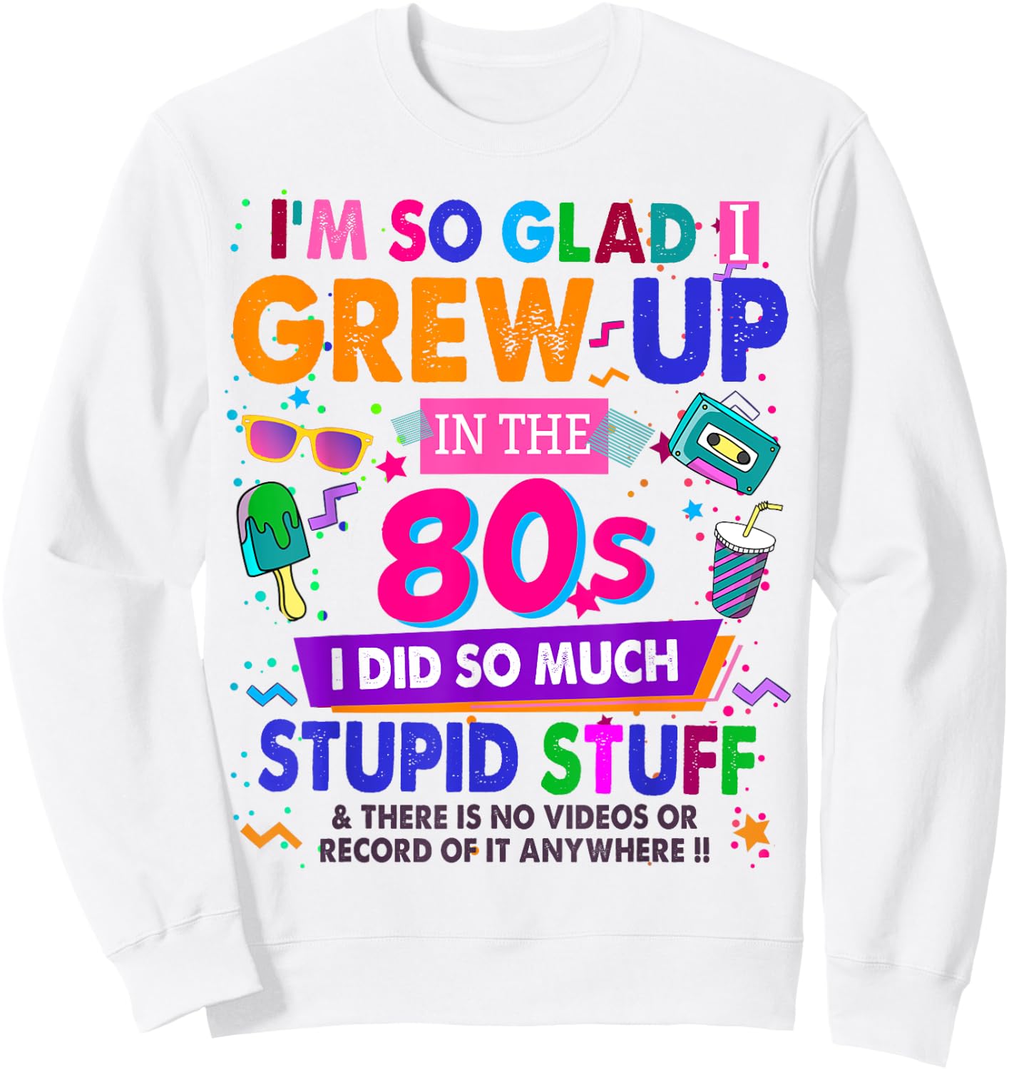 80s Design Rave Outfit & 80s Festival Costume Sweatshirt - Sweatshirt | White