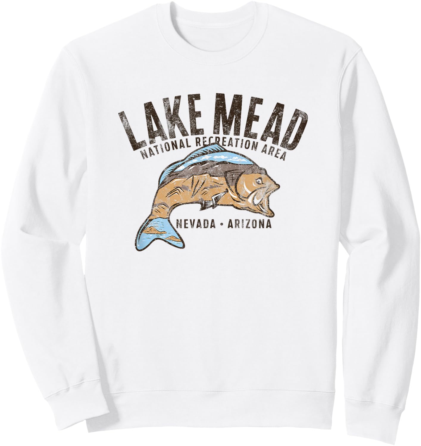 Lake Mead National Recreation Area Retro Fish Sweatshirt - Sweatshirt | White
