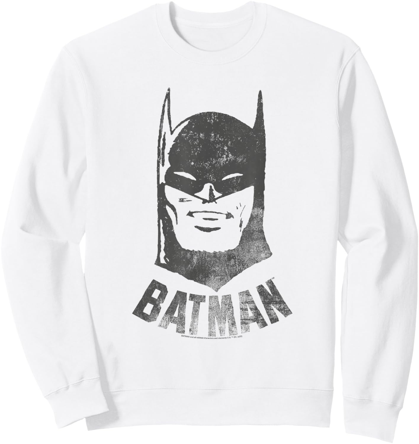 Popfunk Batman Vintage Cotton Grey , -Adults & Kids, Short Sleeve, Small, , Classic Fit, Retro Style, Letter Print Pattern Sweatshirt - Sweatshirt | White
